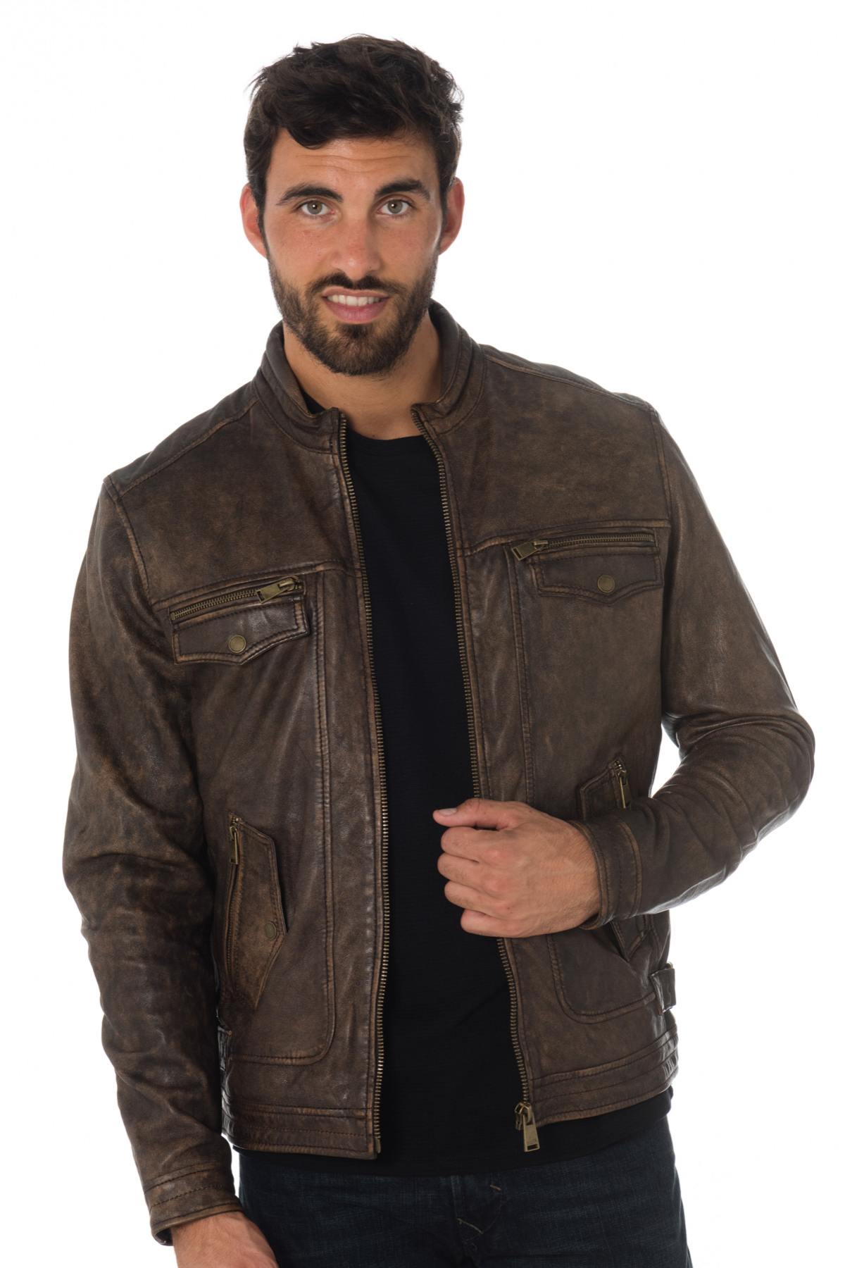 Cityzen vintage-look sheepskin leather jacket - Image n°6