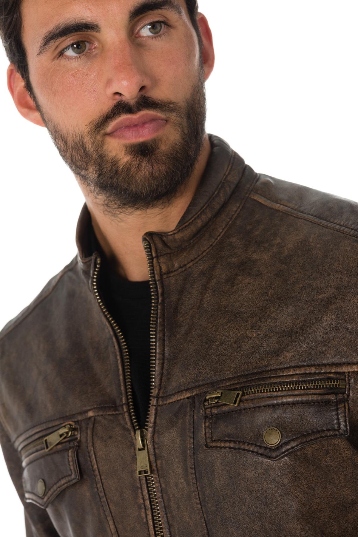 Cityzen vintage-look sheepskin leather jacket - Image n°4