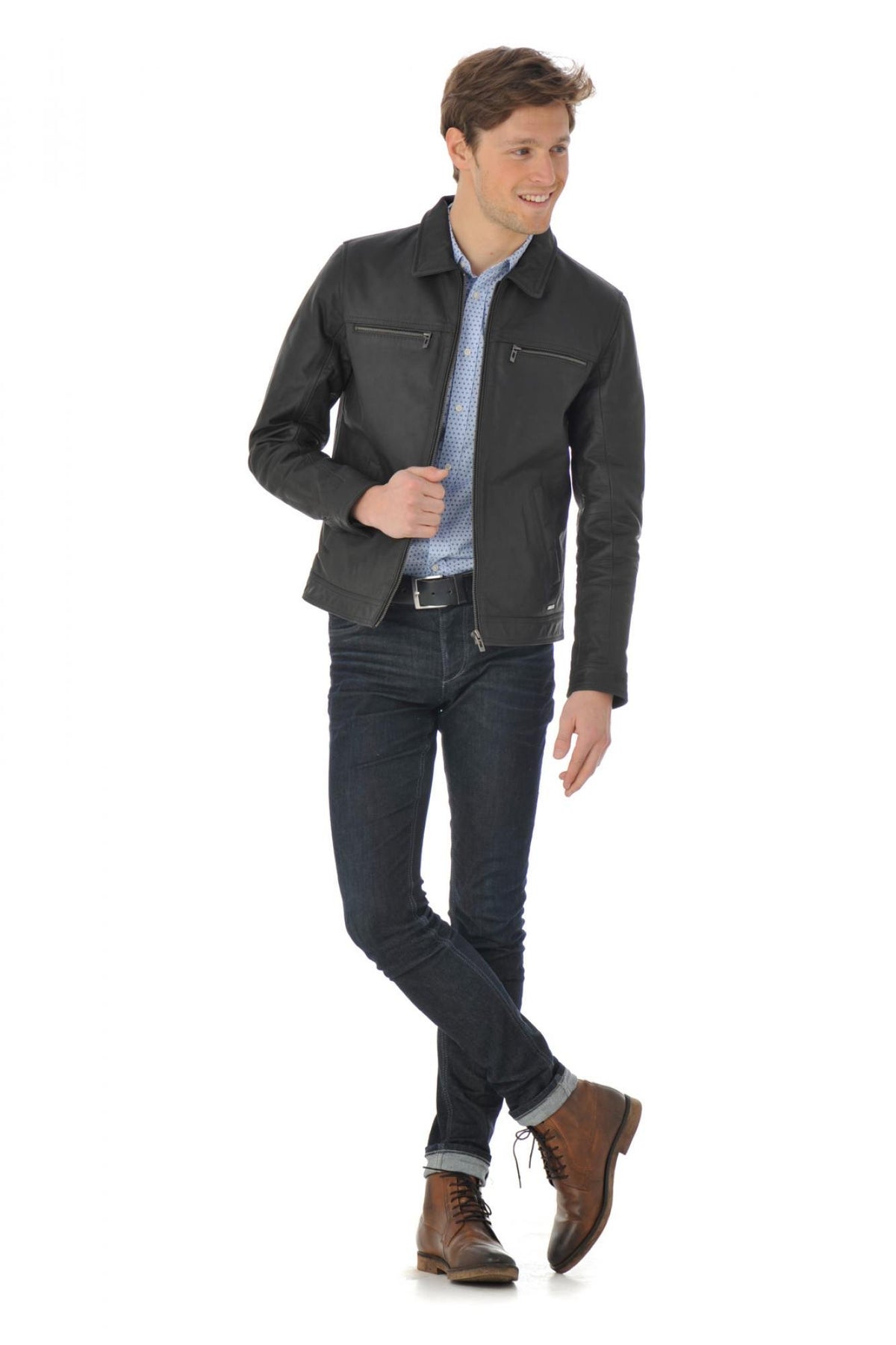 Cityzen jacket in brown oily buffalo leather - Image n°2