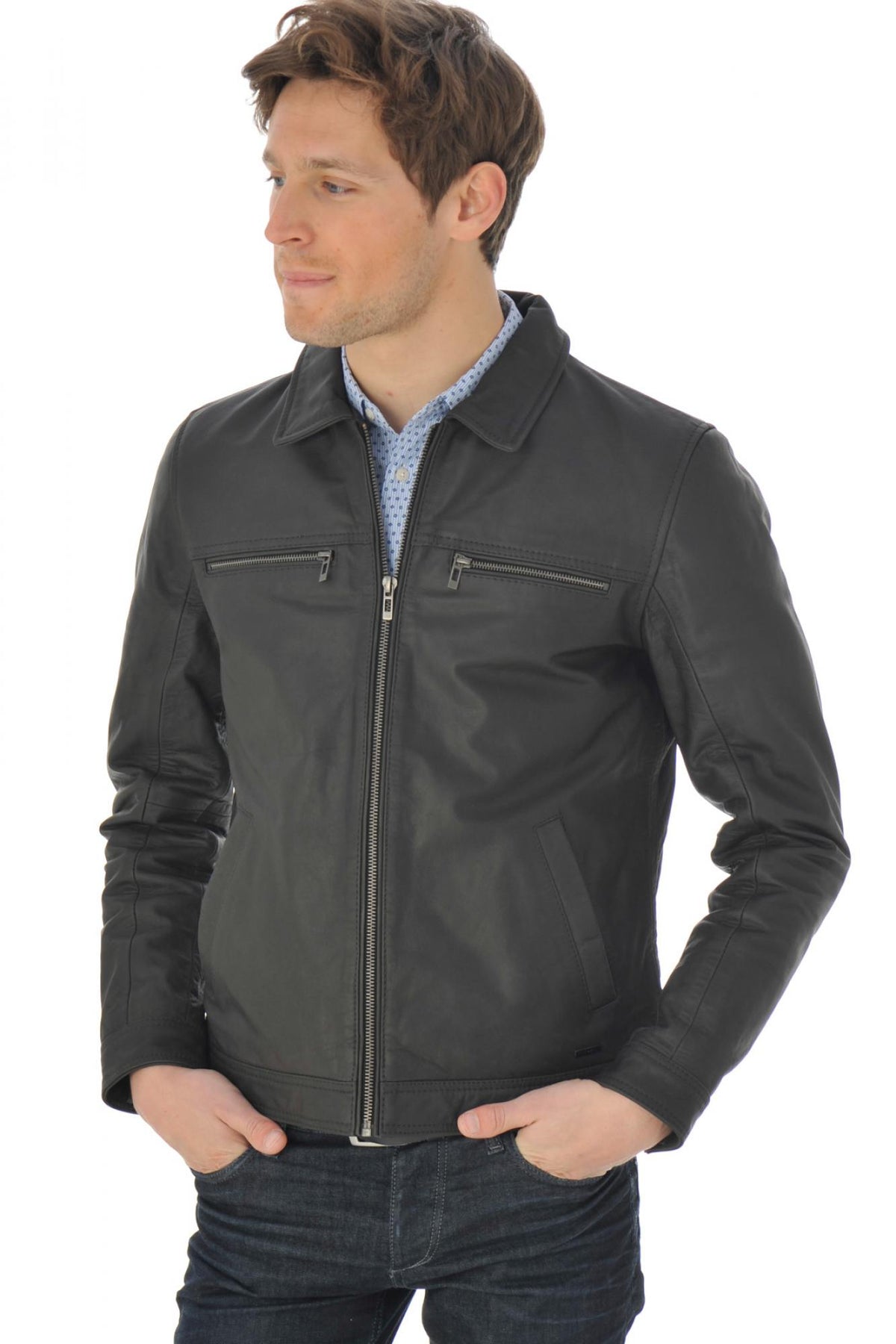 Cityzen jacket in brown oily buffalo leather - Image n°9