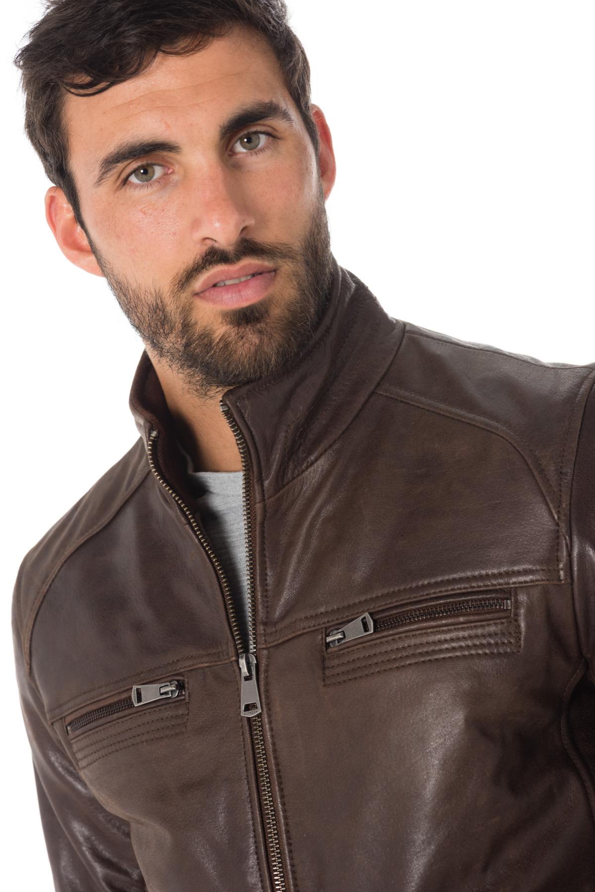 Casual brown buffalo leather jacket Cityzen - Image n°6