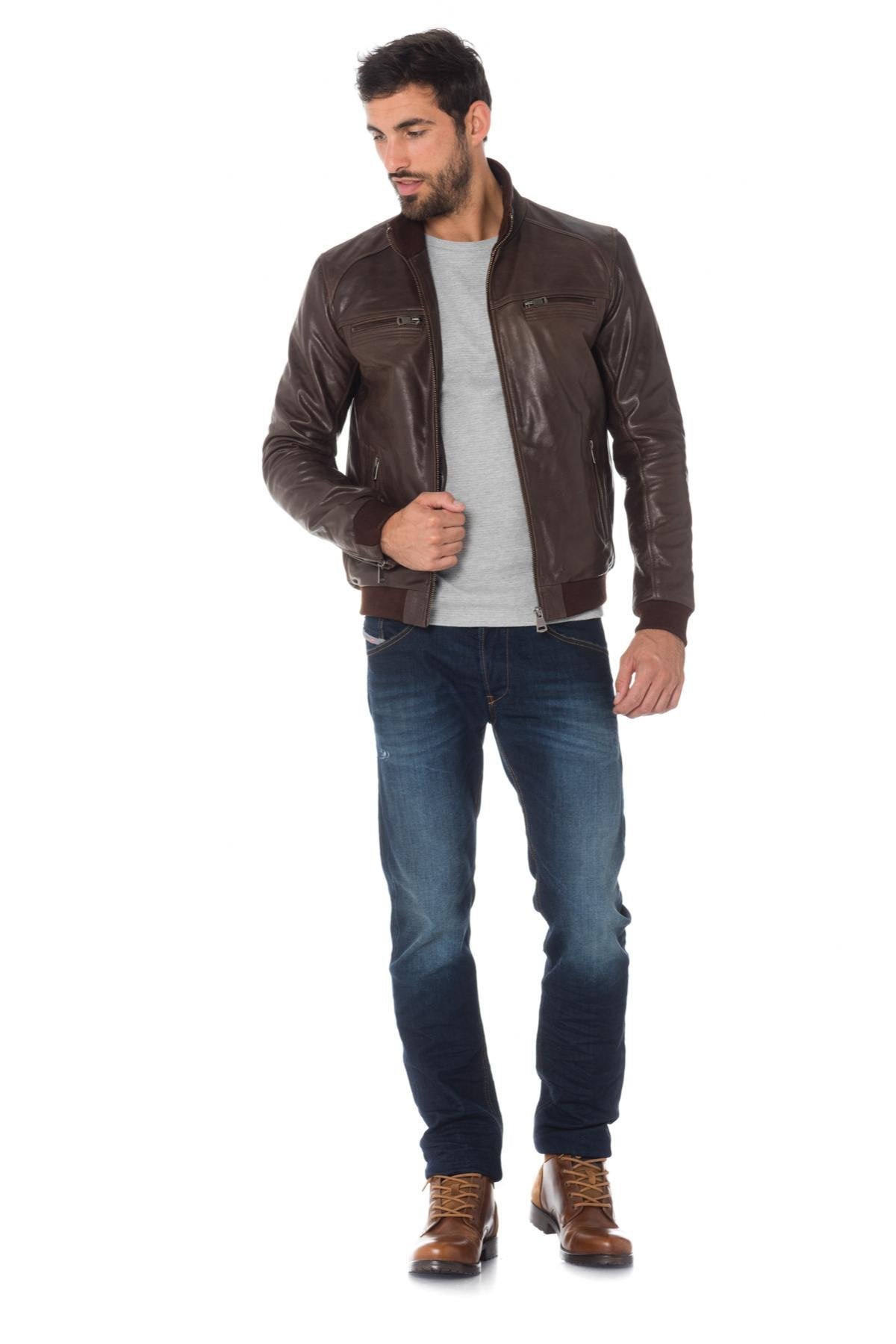 Casual brown buffalo leather jacket Cityzen - Image n°2