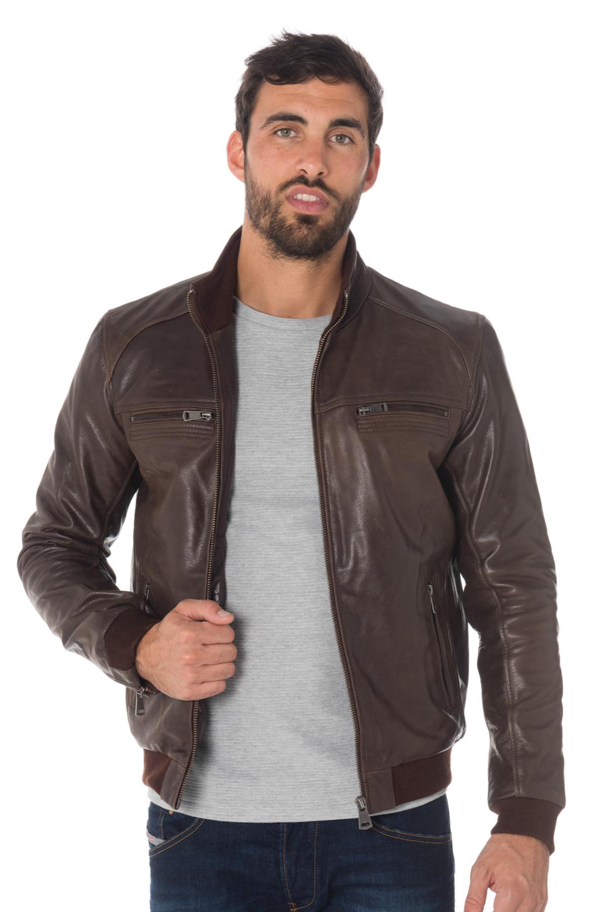 Casual brown buffalo leather jacket Cityzen - Image n°3