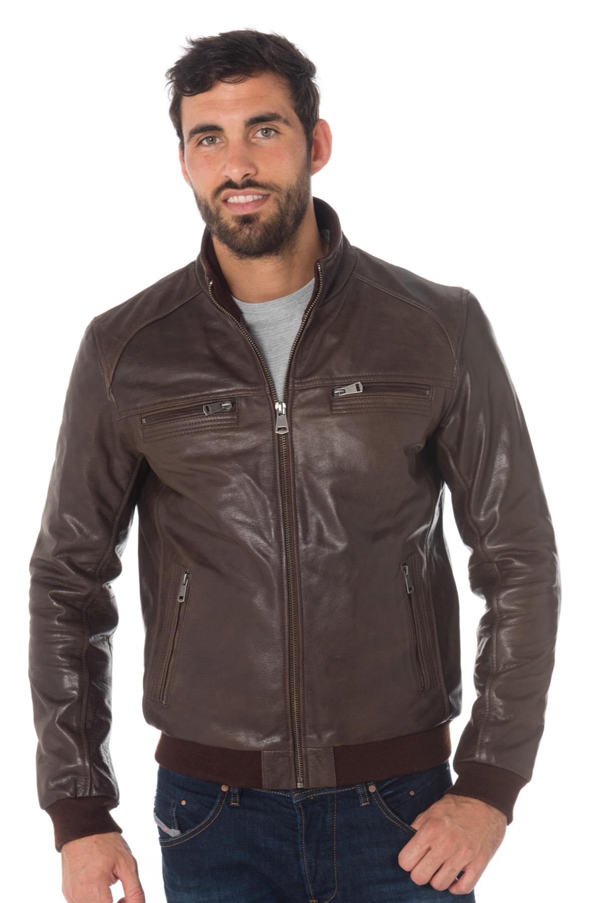 Casual brown buffalo leather jacket Cityzen - Image n°1