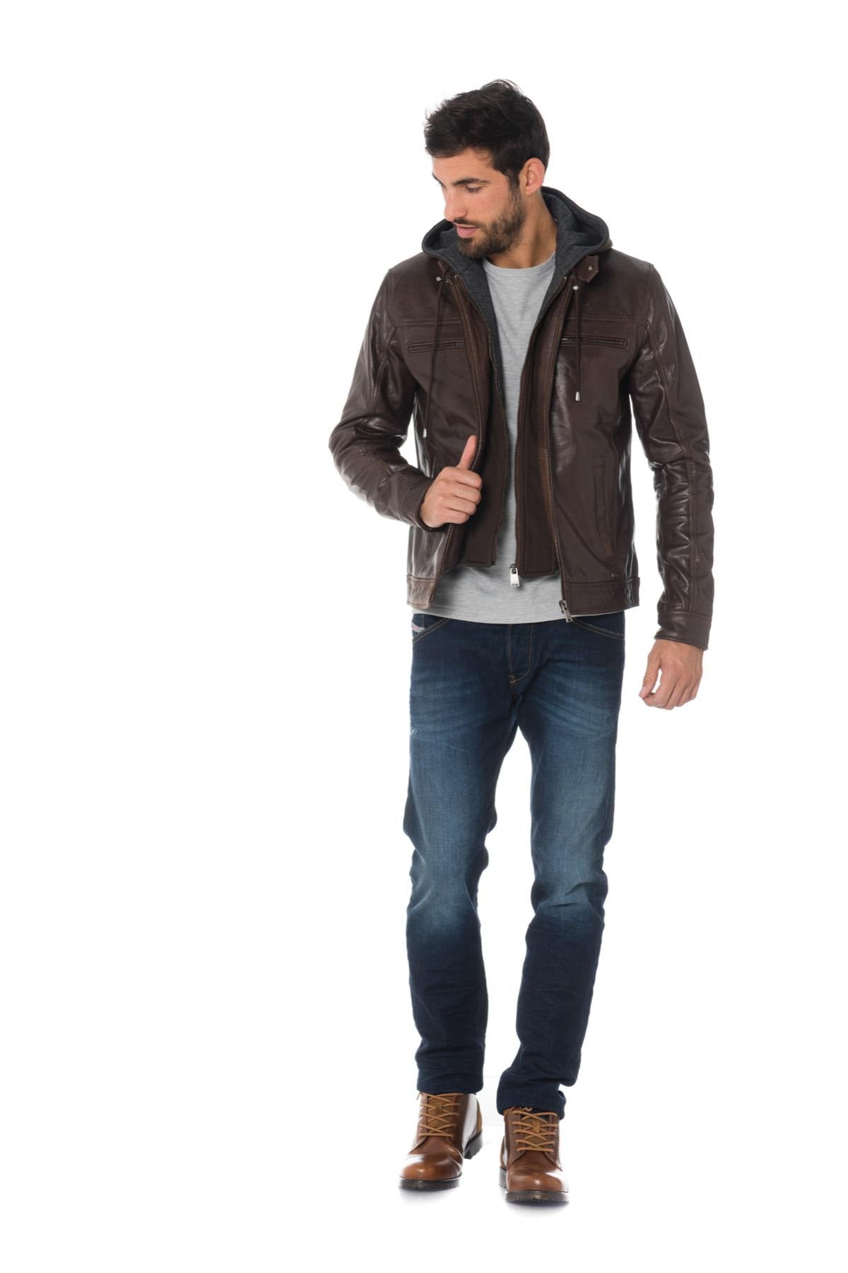 Cityzen buffalo leather hooded jacket - Image n°2