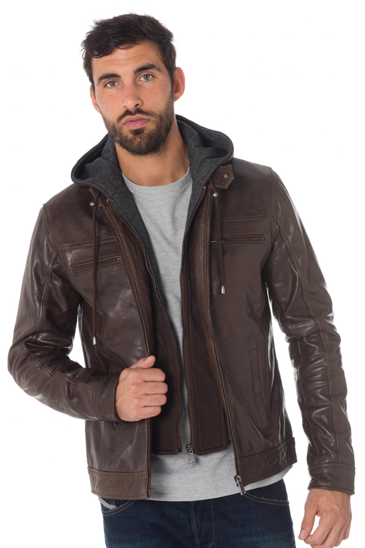 Cityzen buffalo leather hooded jacket - Image n°1