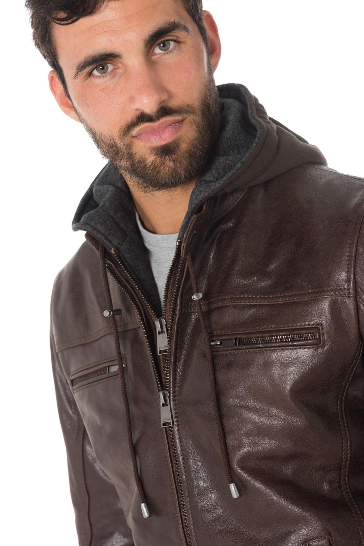 Cityzen buffalo leather hooded jacket - Image n°4