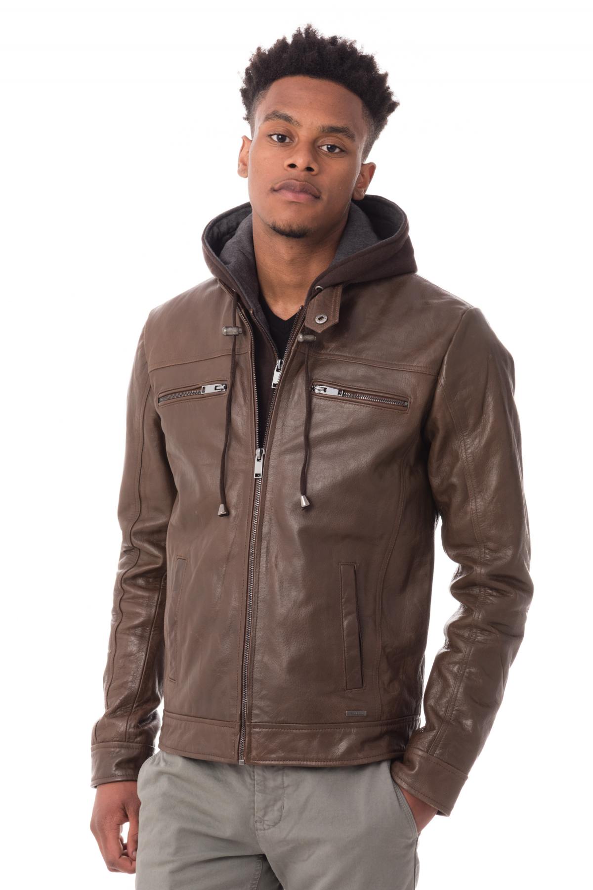 Cityzen jacket in cognac buffalo leather - Image n°1