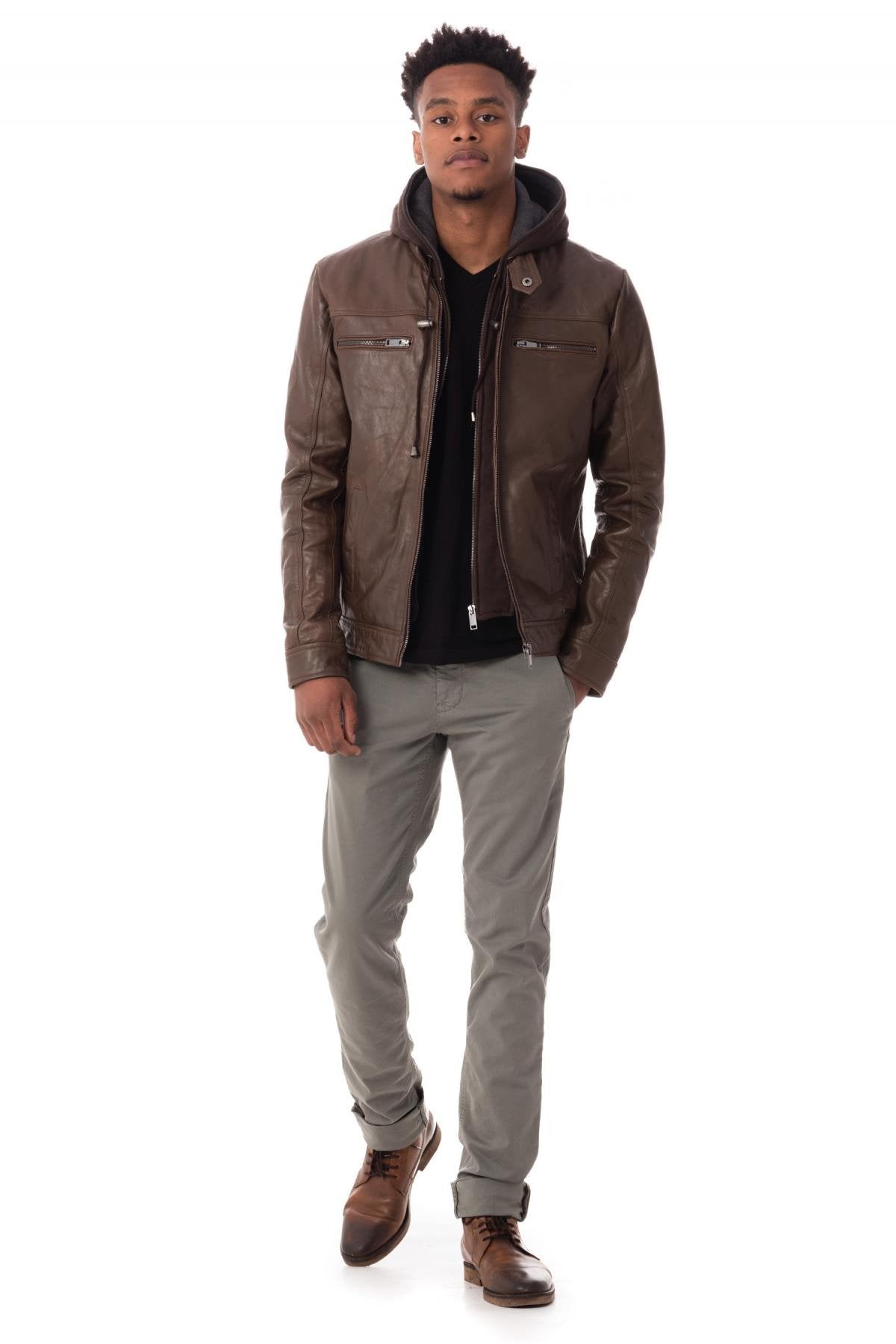 Cityzen jacket in cognac buffalo leather - Image n°2