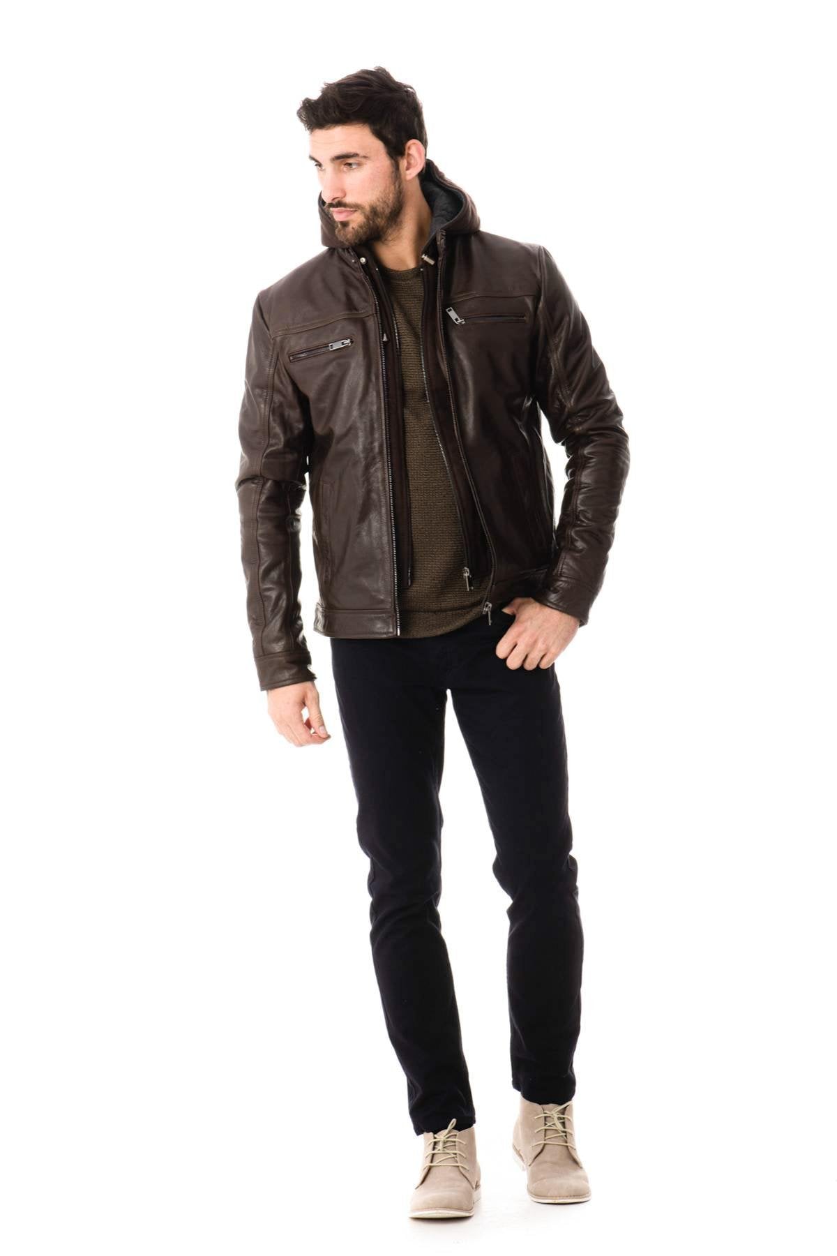 Cityzen jacket in brown buffalo leather - Image n°2