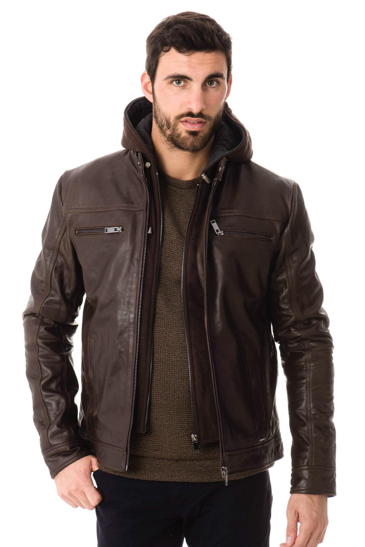 Cityzen jacket in brown buffalo leather - Image n°1