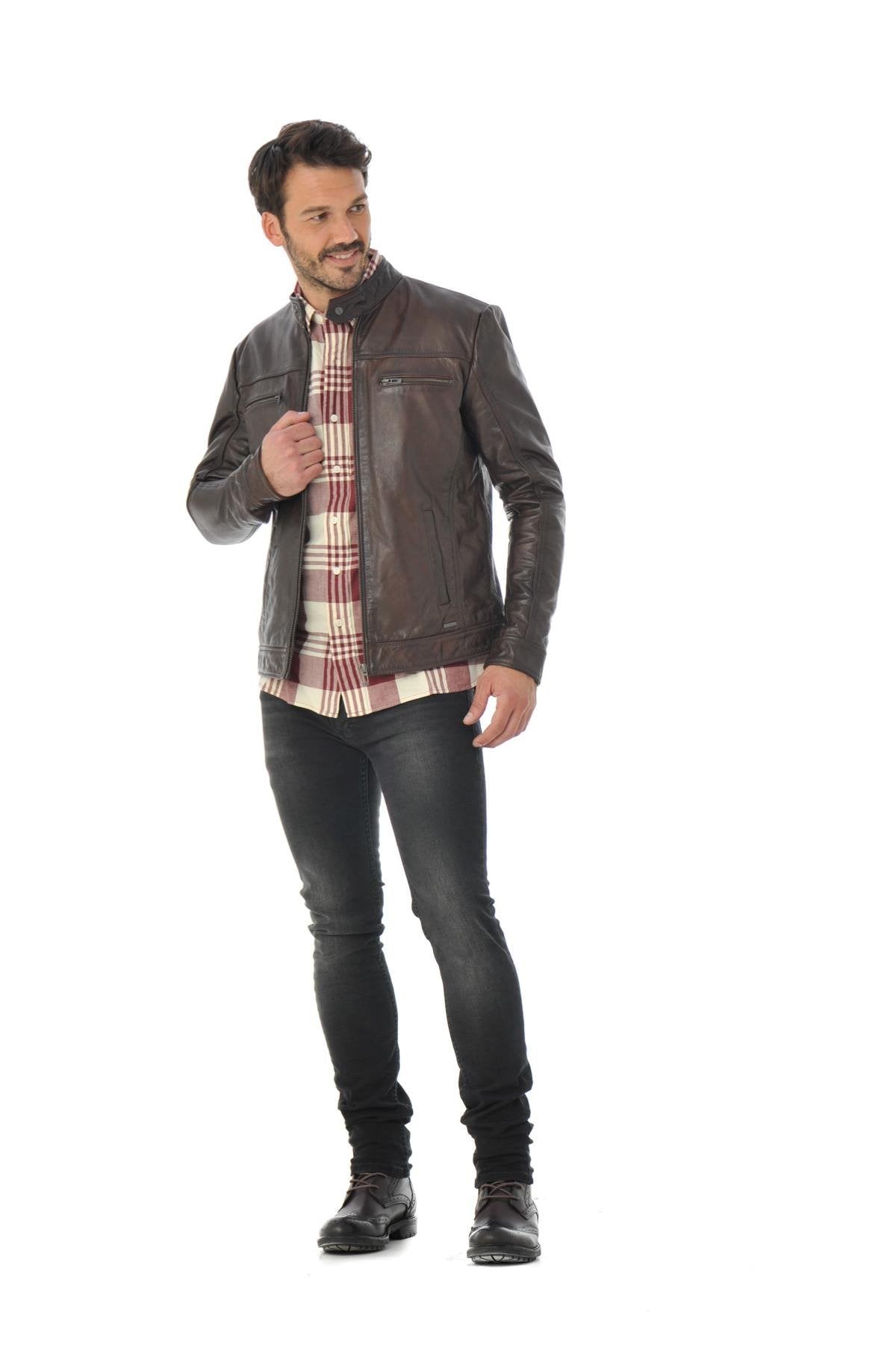 Cityzen jacket in brown buffalo leather - Image n°2