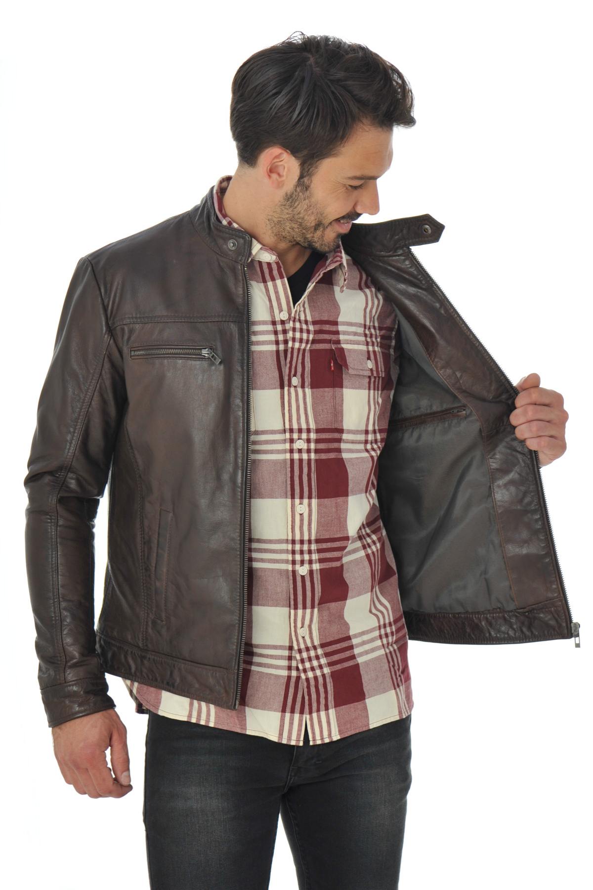 Cityzen jacket in brown buffalo leather - Image n°4