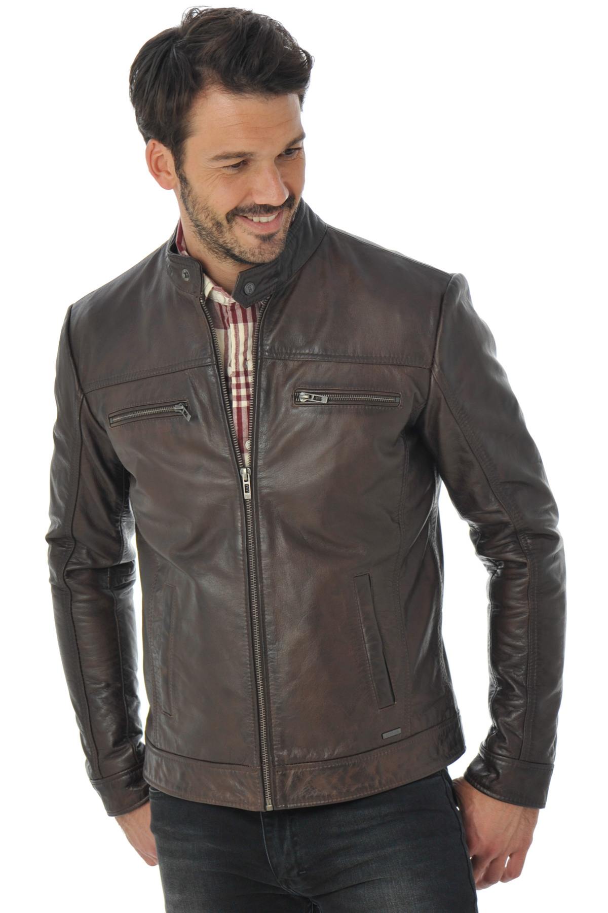 Cityzen jacket in brown buffalo leather - Image n°1