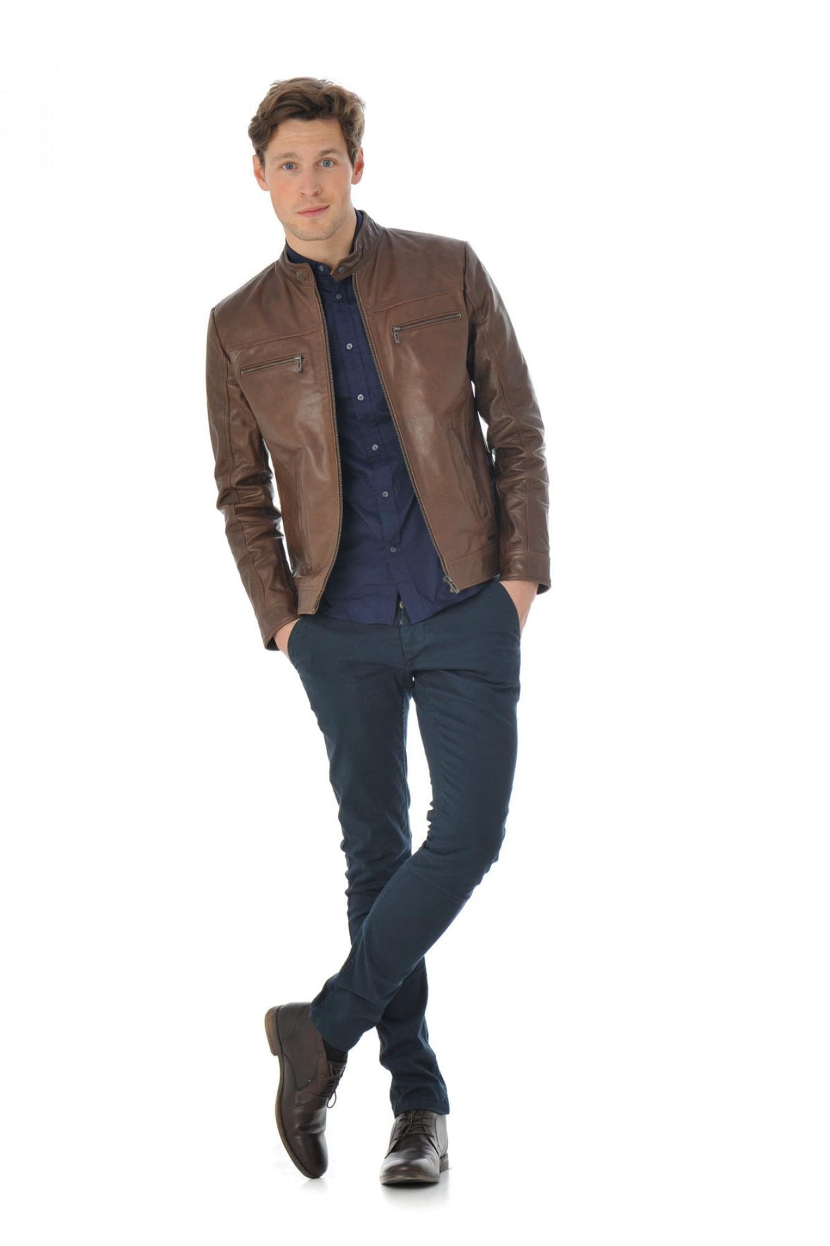 Cityzen jacket in cognac buffalo leather - Image n°8