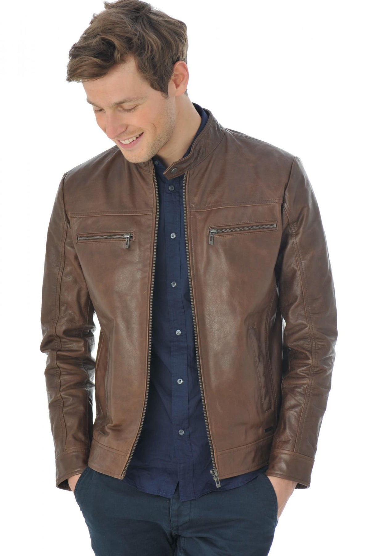 Cityzen jacket in cognac buffalo leather - Image n°7