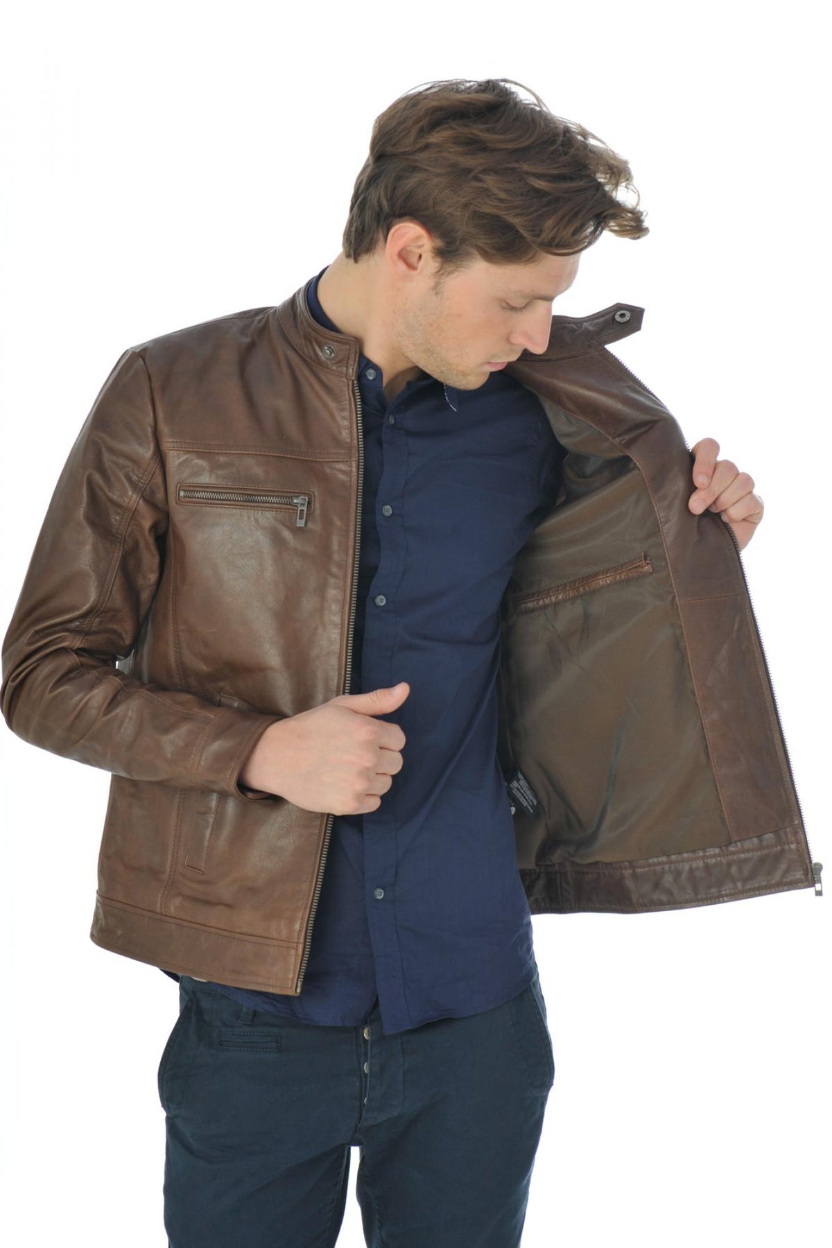 Cityzen jacket in cognac buffalo leather - Image n°11