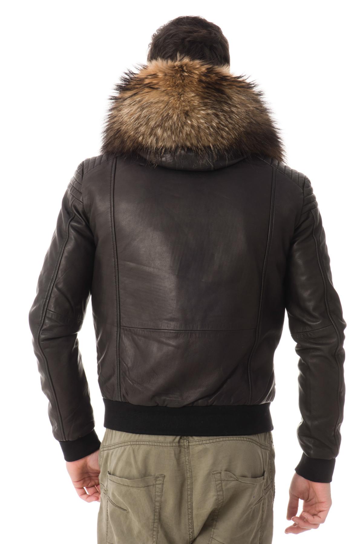 Jacket with hood decorated with raccoon fur - Image n°2