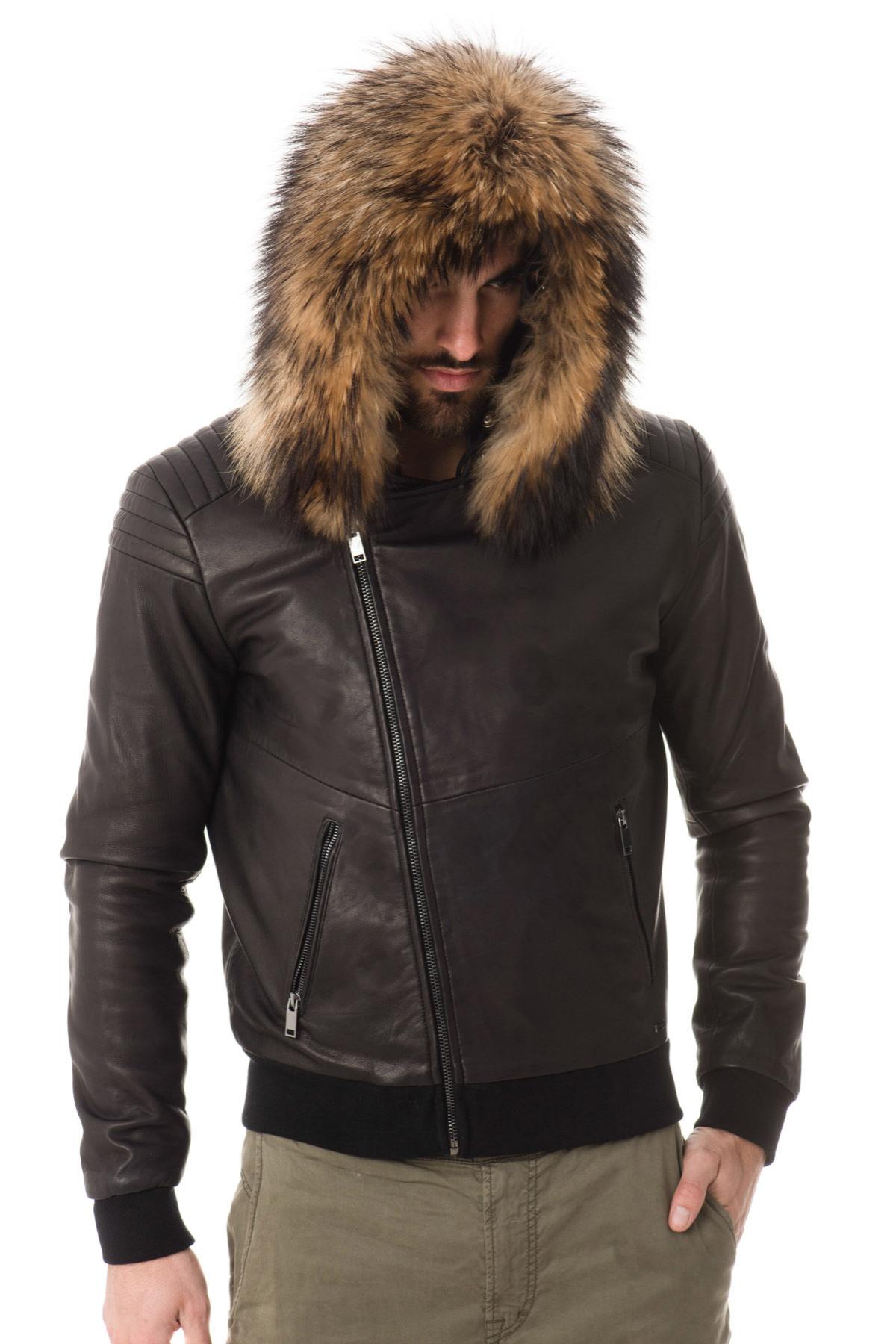 Jacket with hood decorated with raccoon fur - Image n°7