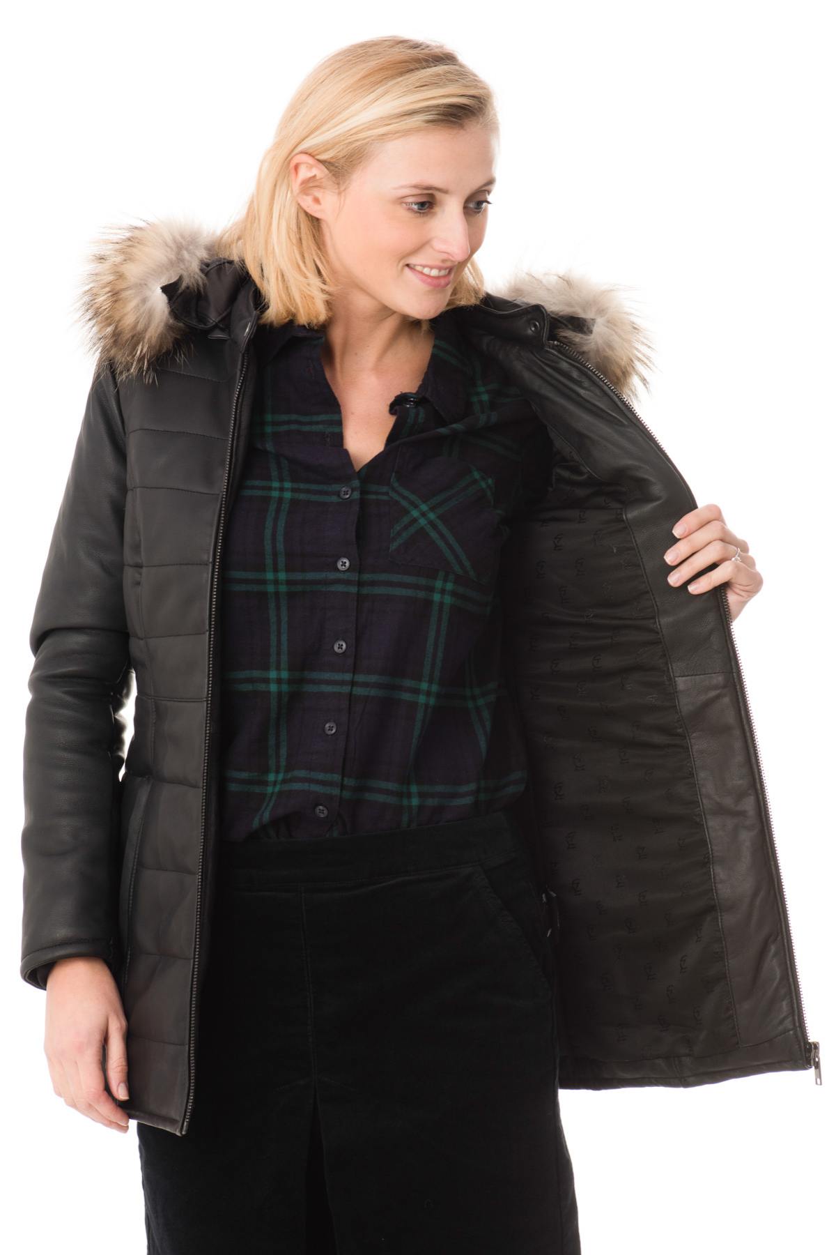 WOMEN'S CITYZEN AVORIAZ BLACK JACKET WITH NATURAL COLLAR - Image n°7