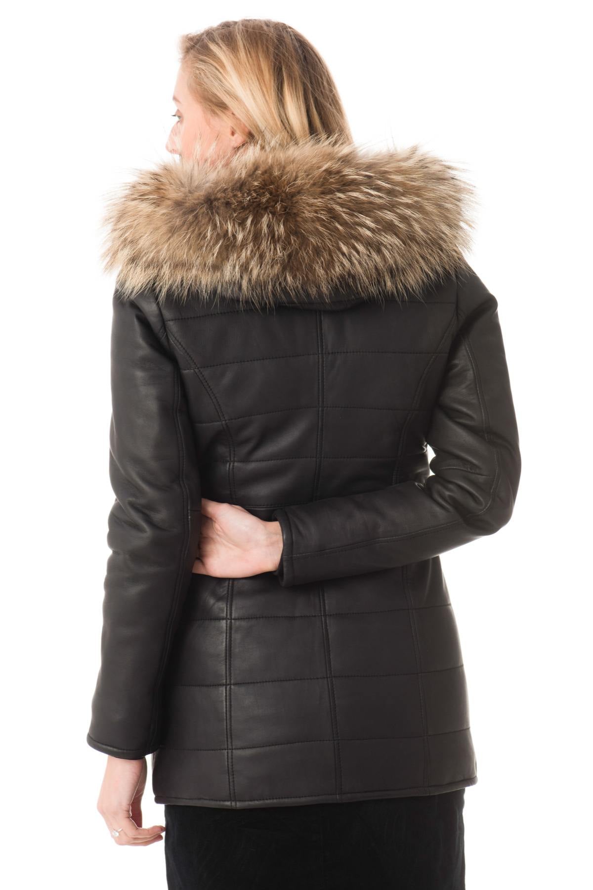 WOMEN'S CITYZEN AVORIAZ BLACK JACKET WITH NATURAL COLLAR - Image n°6