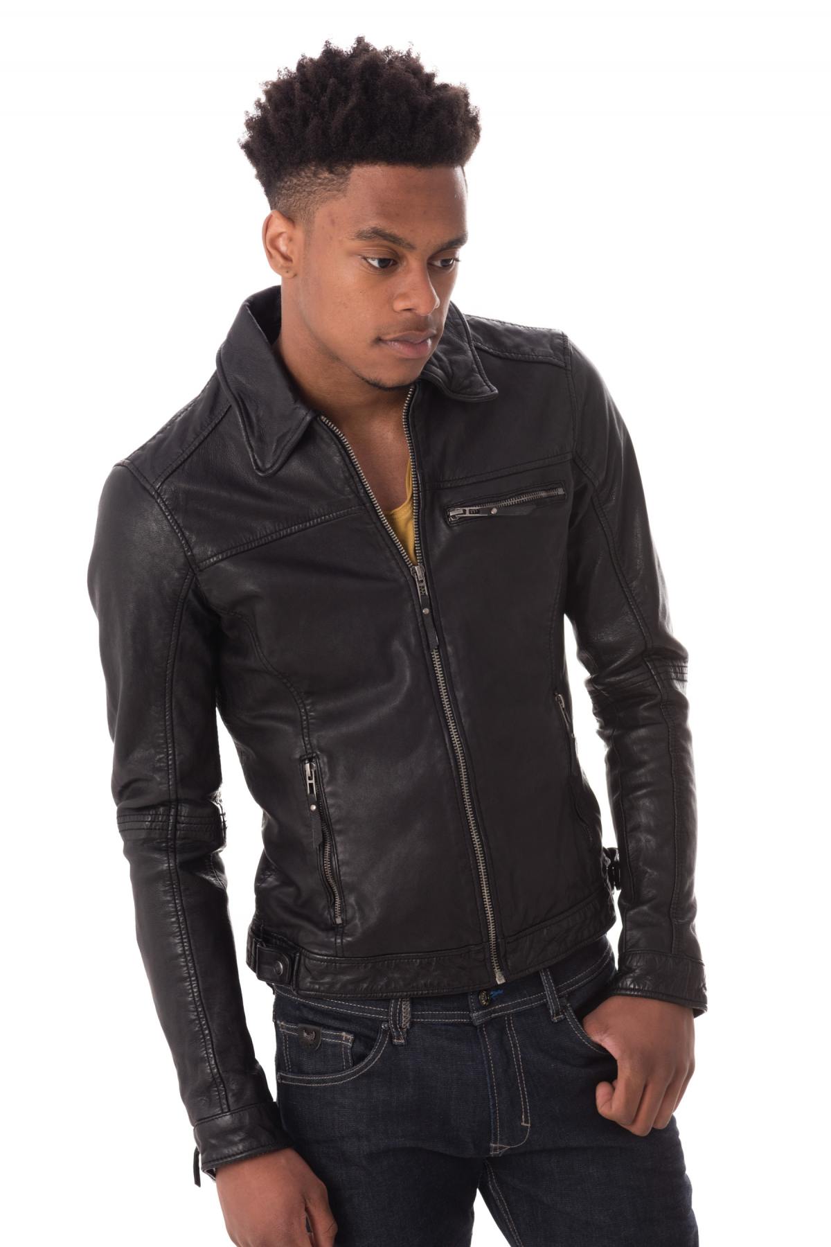 Trendy Cityzen Black leather jacket - Image n°1