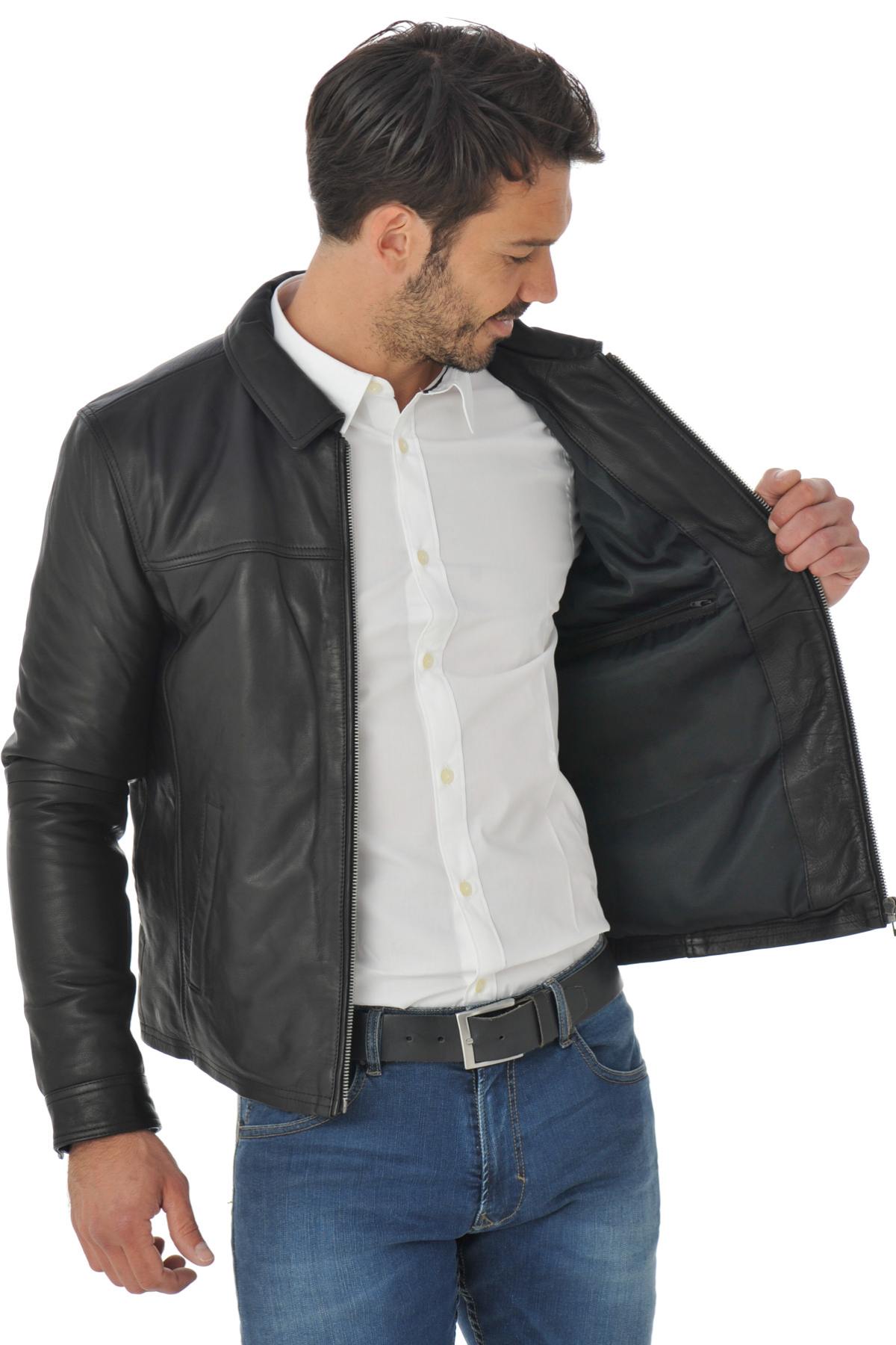 Cityzen jacket in black cowhide leather - Image n°4