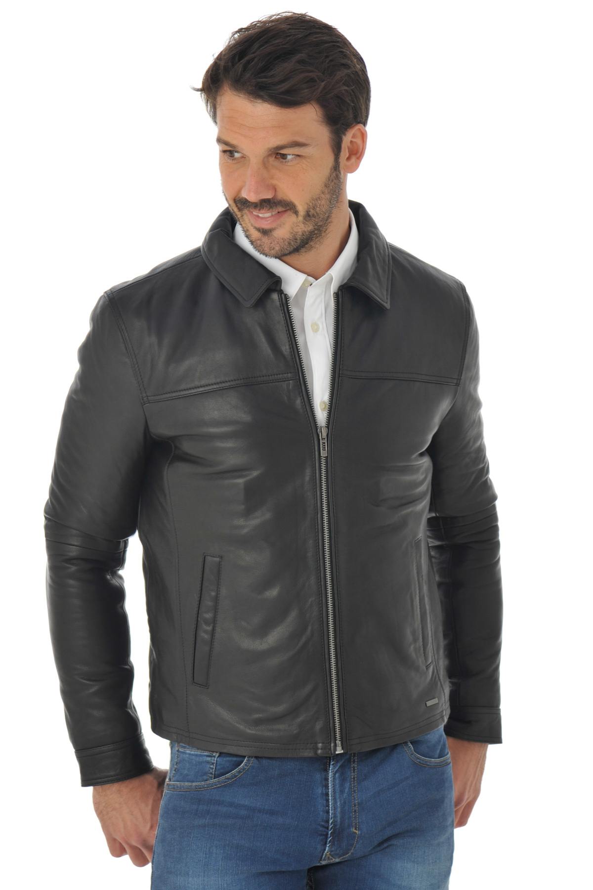 Cityzen jacket in black cowhide leather - Image n°1