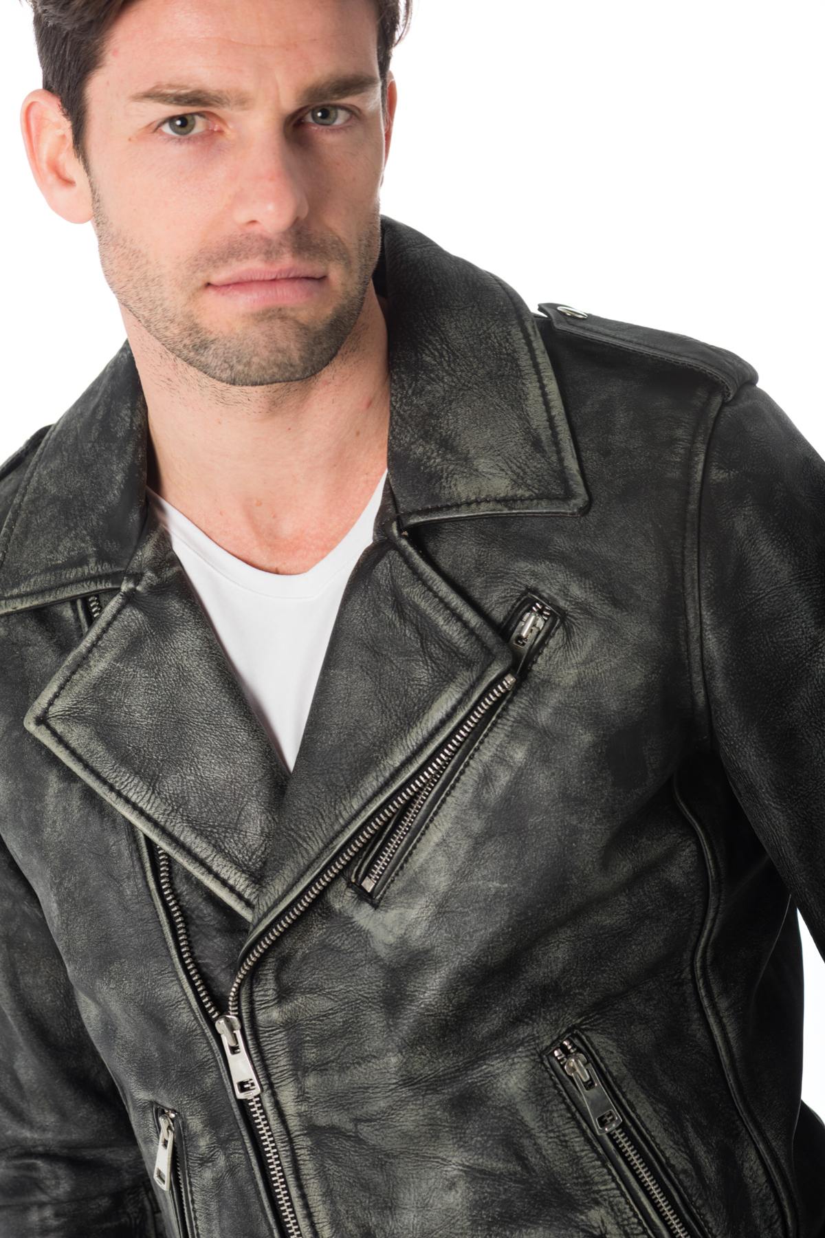 Aged black cowhide leather perfecto - Image n°9