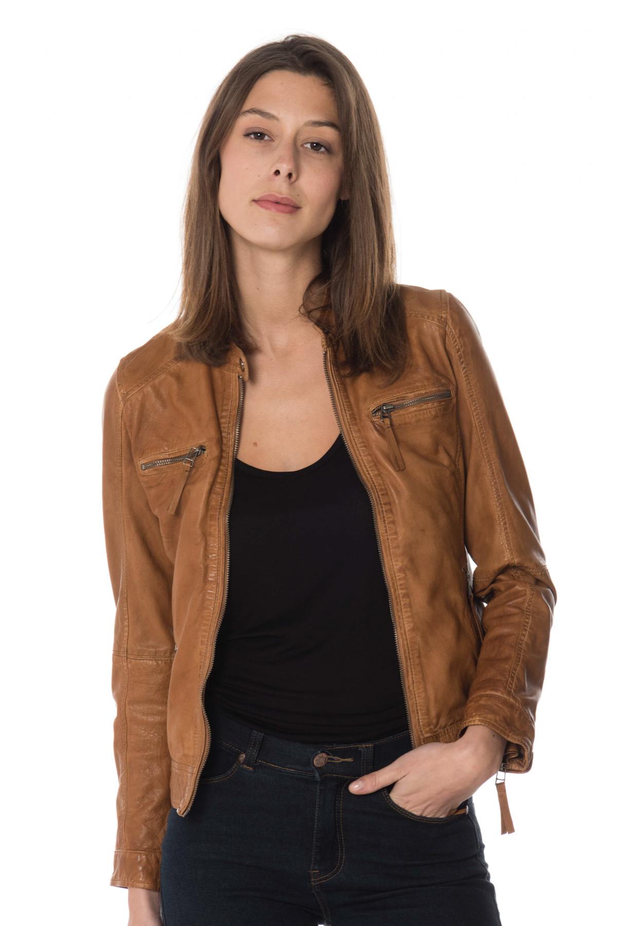 Women's cognac skinny fit jacket - Image n°3