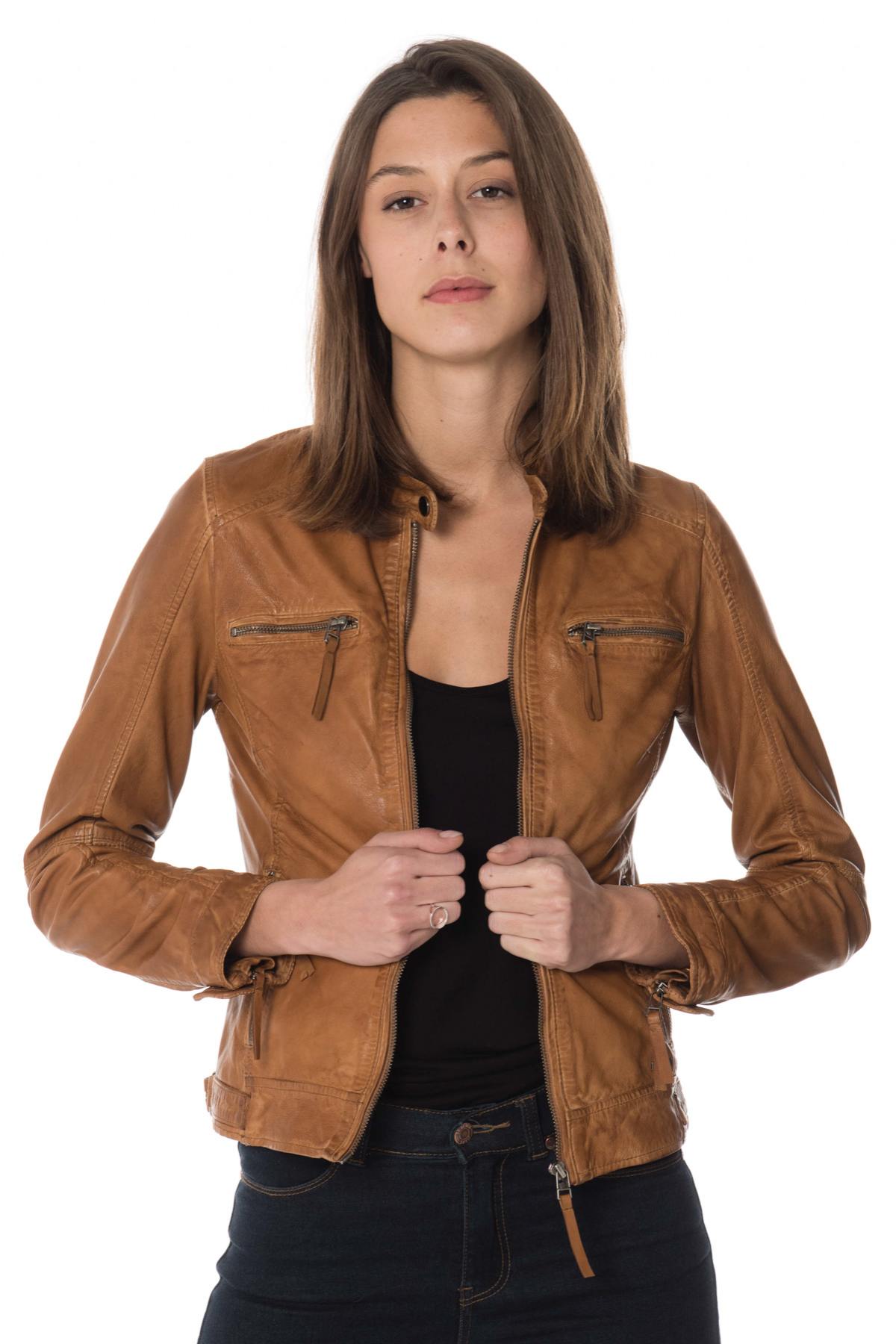 Women's cognac skinny fit jacket - Image n°5