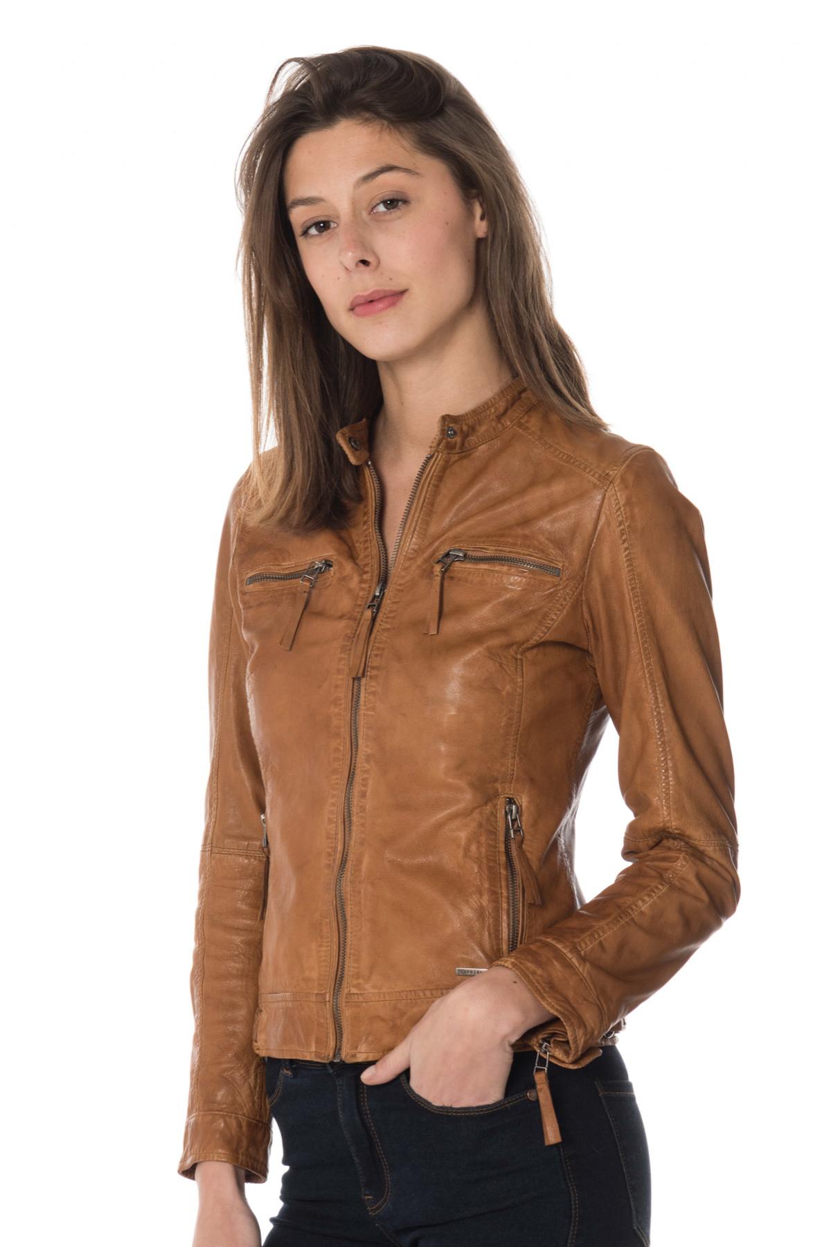 Women's cognac skinny fit jacket - Image n°1