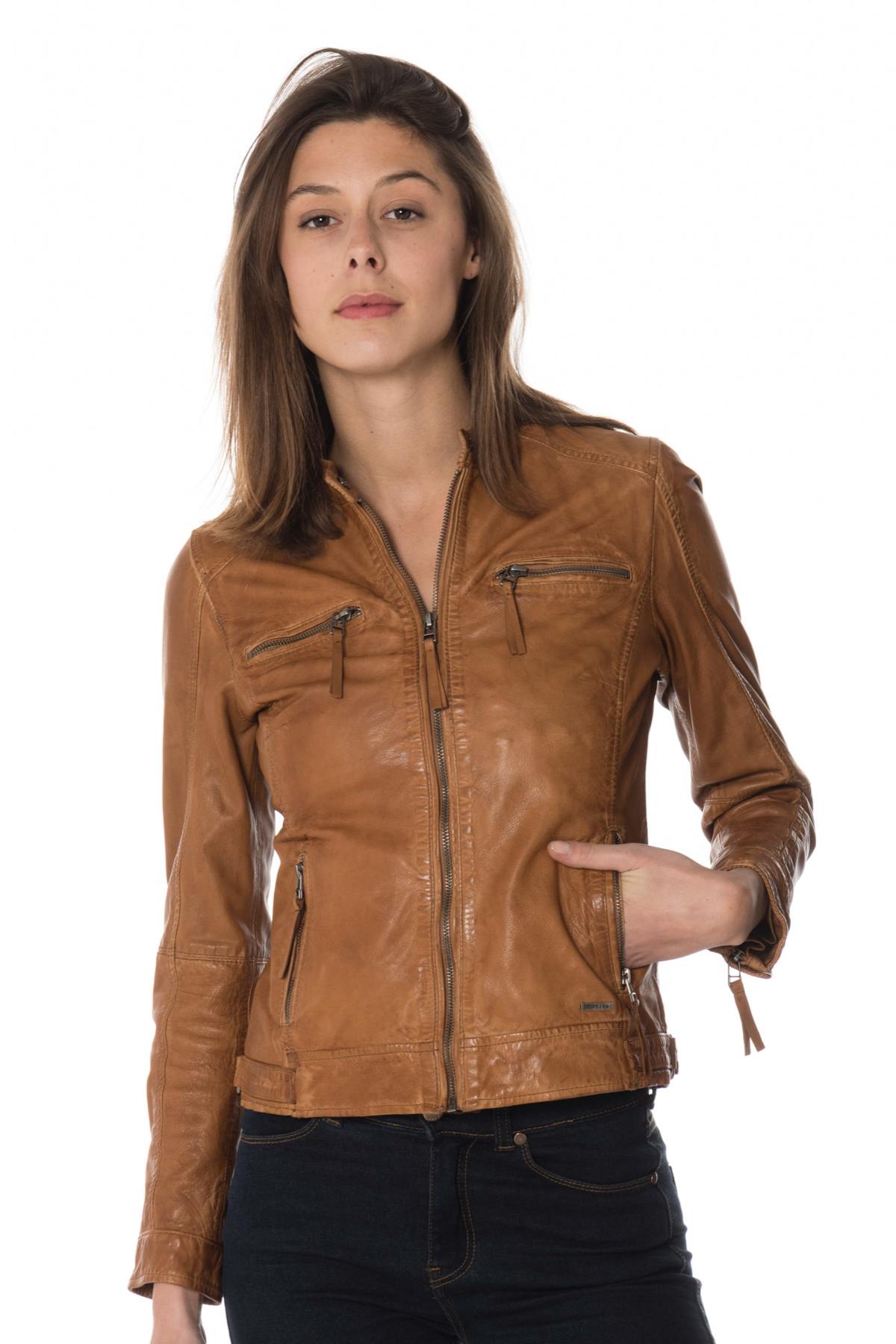 Women's cognac skinny fit jacket - Image n°4