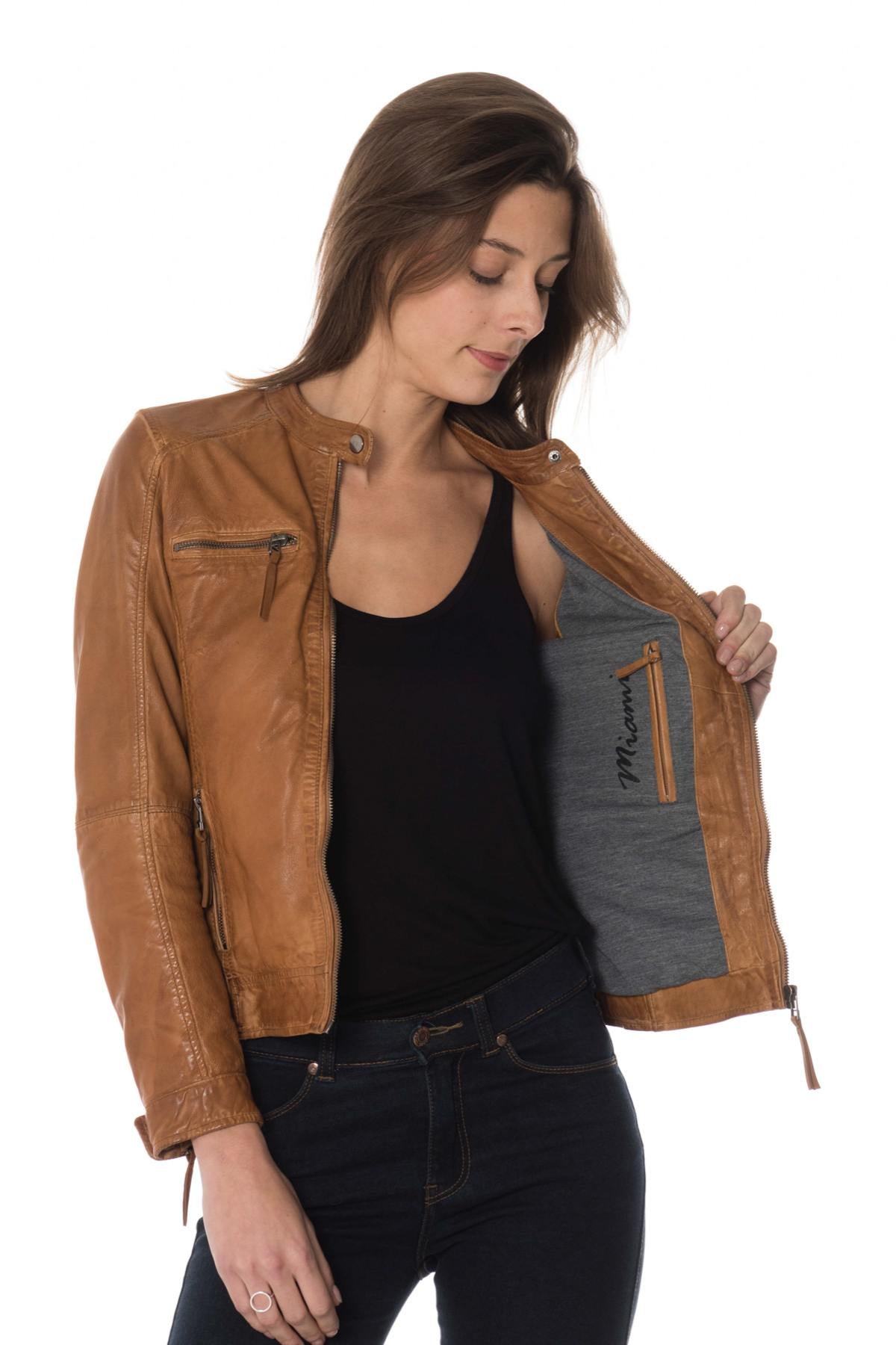 Women's cognac skinny fit jacket - Image n°7