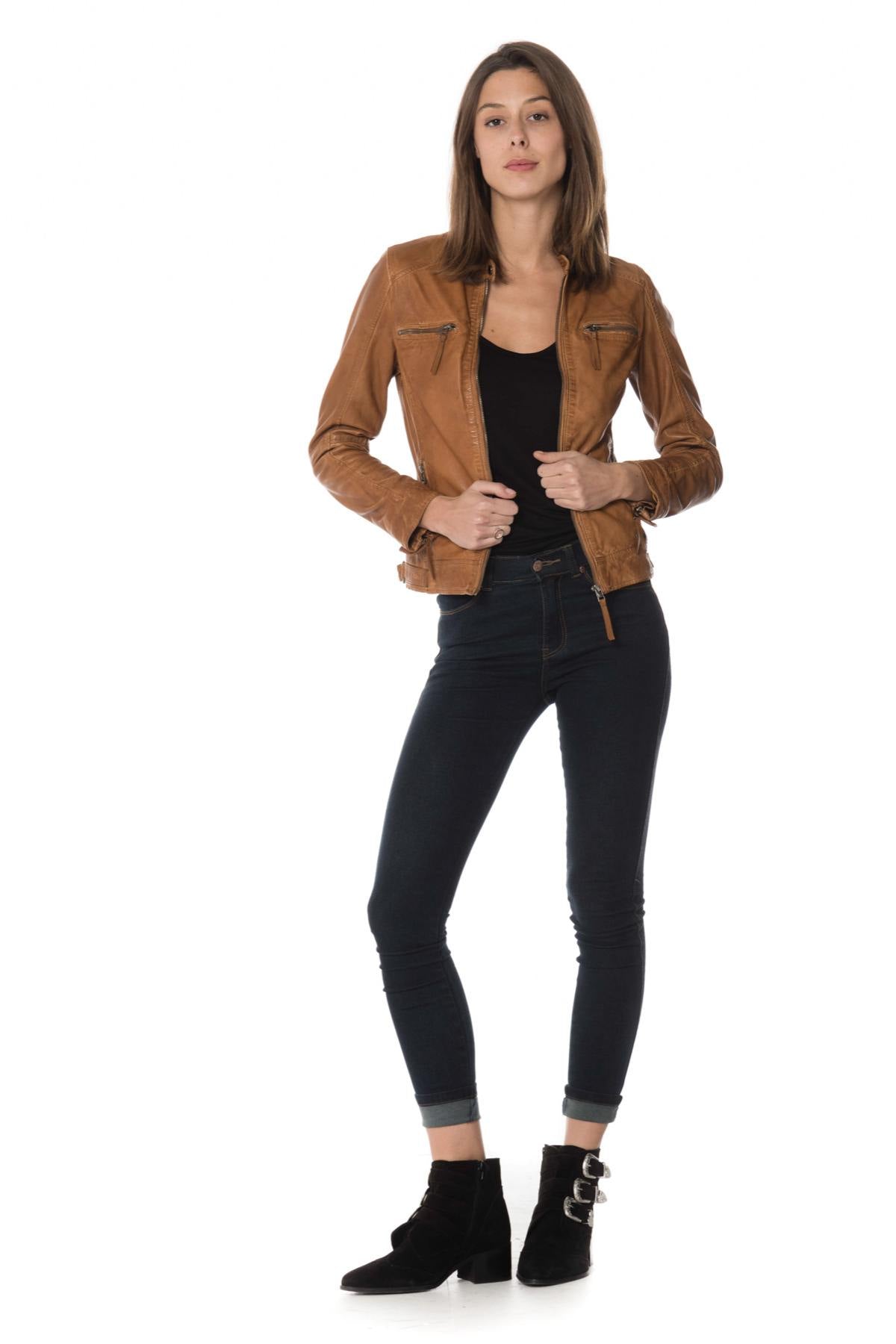 Women's cognac skinny fit jacket - Image n°2