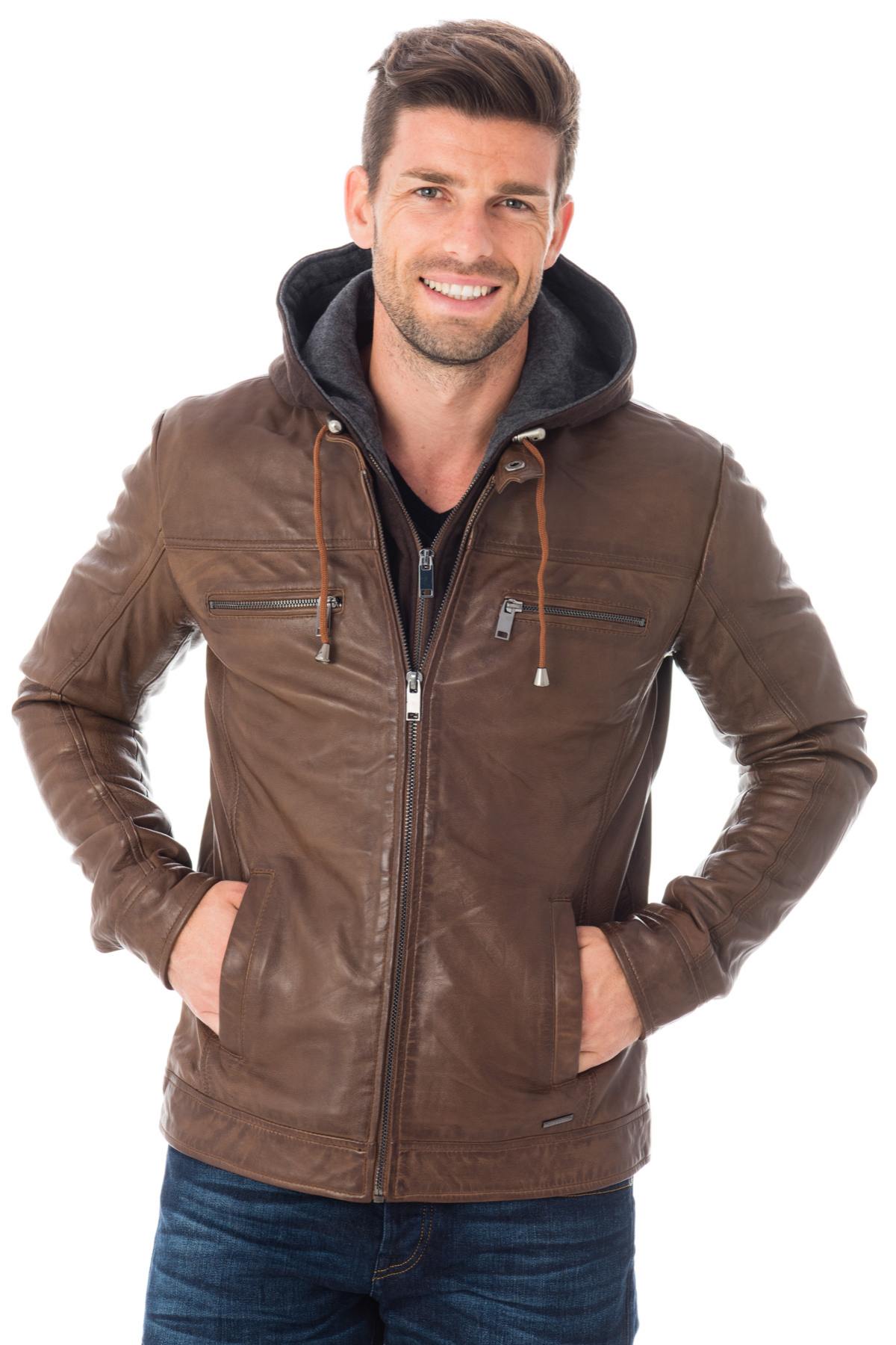 Cityzen jacket in cognac sheep leather - Image n°1