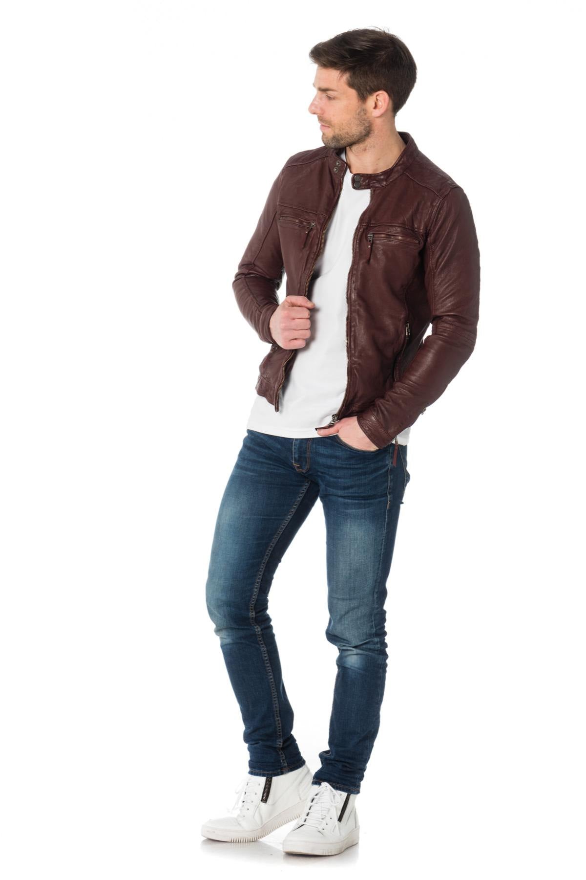 Cityzen Burgundy Leather Jacket - Image n°2