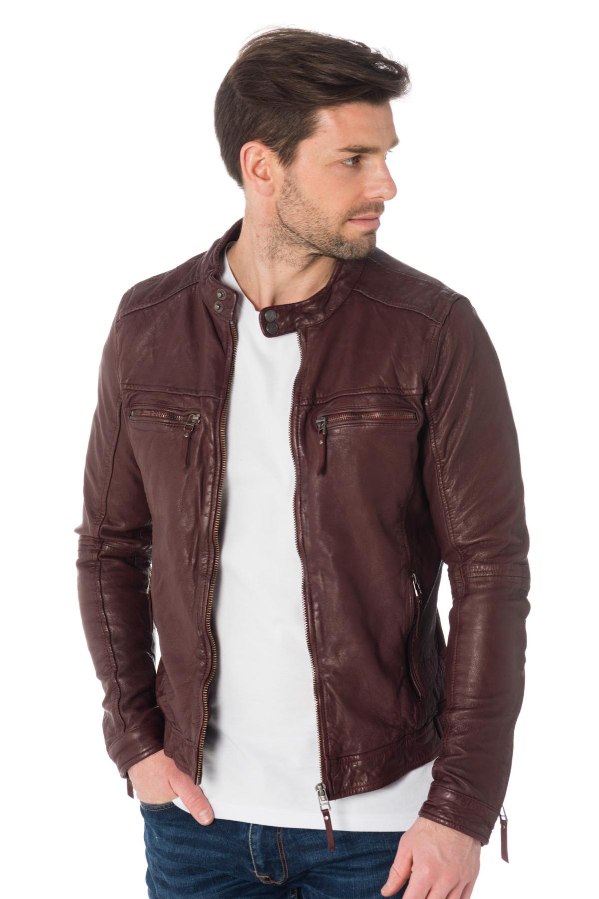 Cityzen Burgundy Leather Jacket - Image n°3