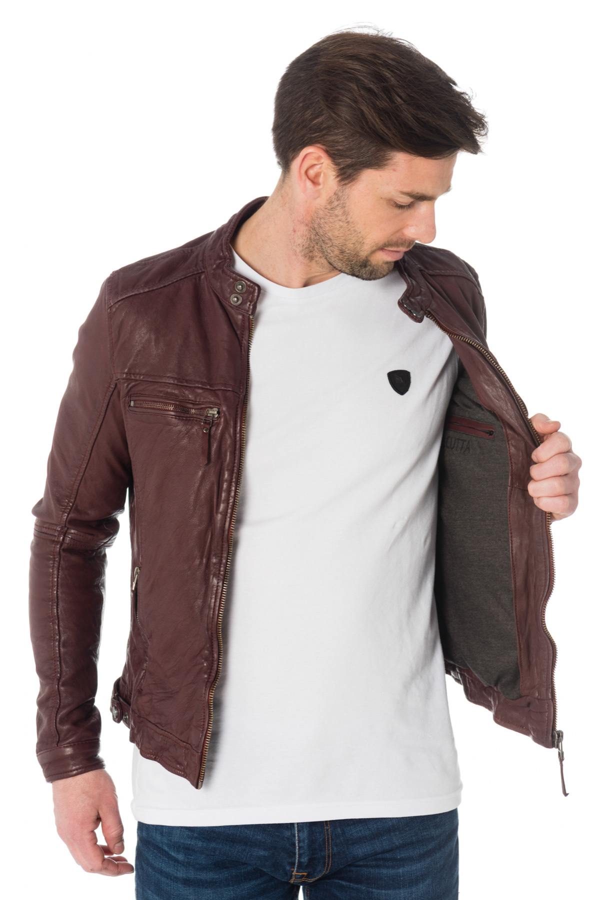 Cityzen Burgundy Leather Jacket - Image n°4