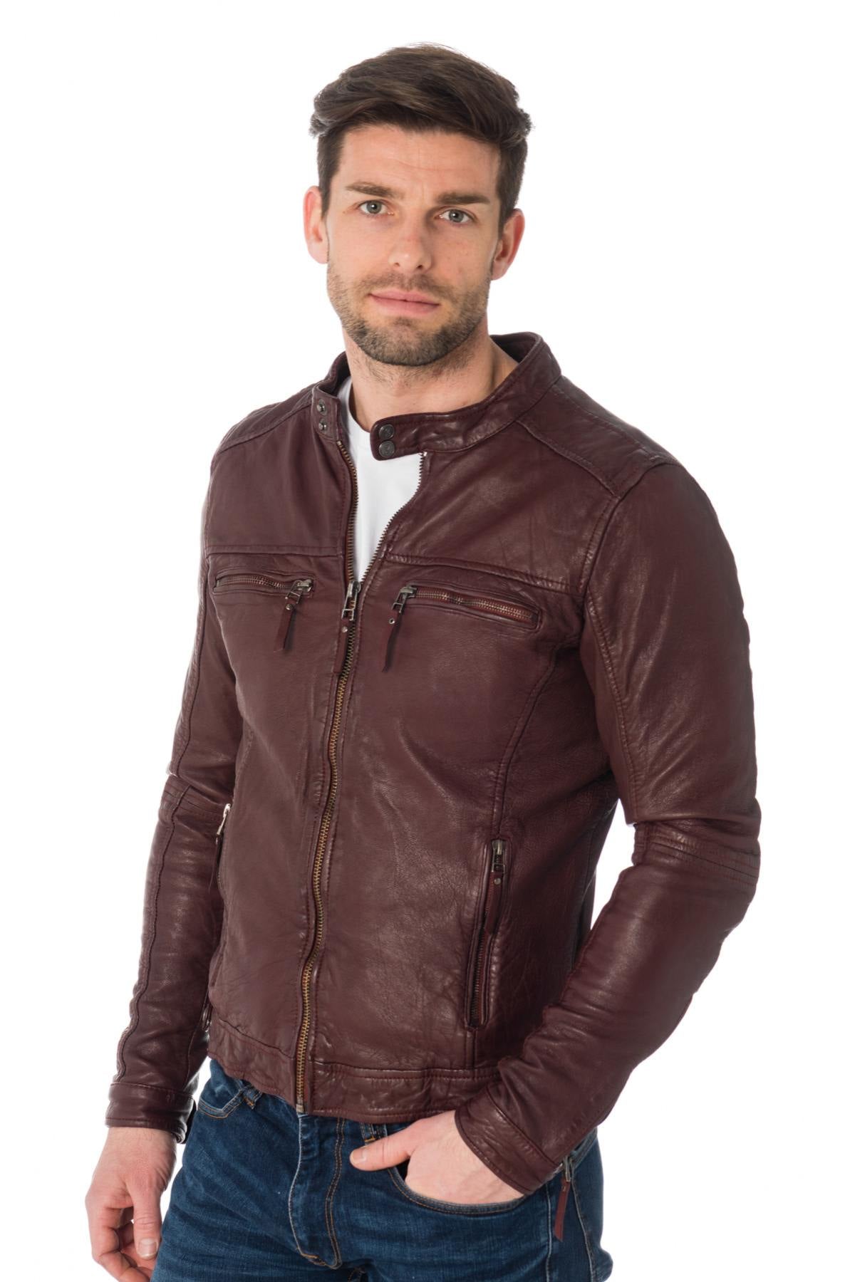 Cityzen Burgundy Leather Jacket - Image n°5