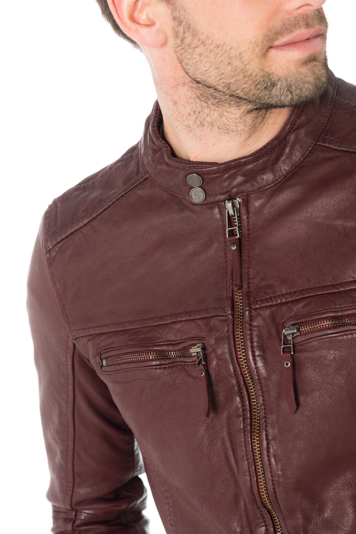 Cityzen Burgundy Leather Jacket - Image n°7