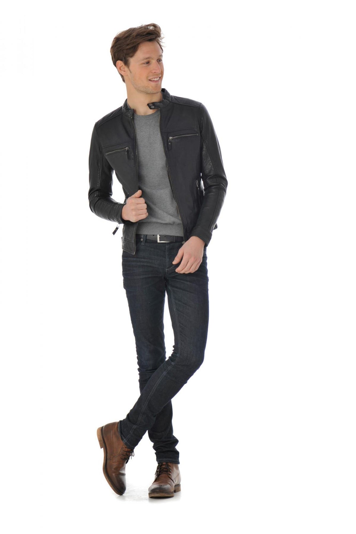 Black mandarin collar jacket for Men Cityzen - Image n°3