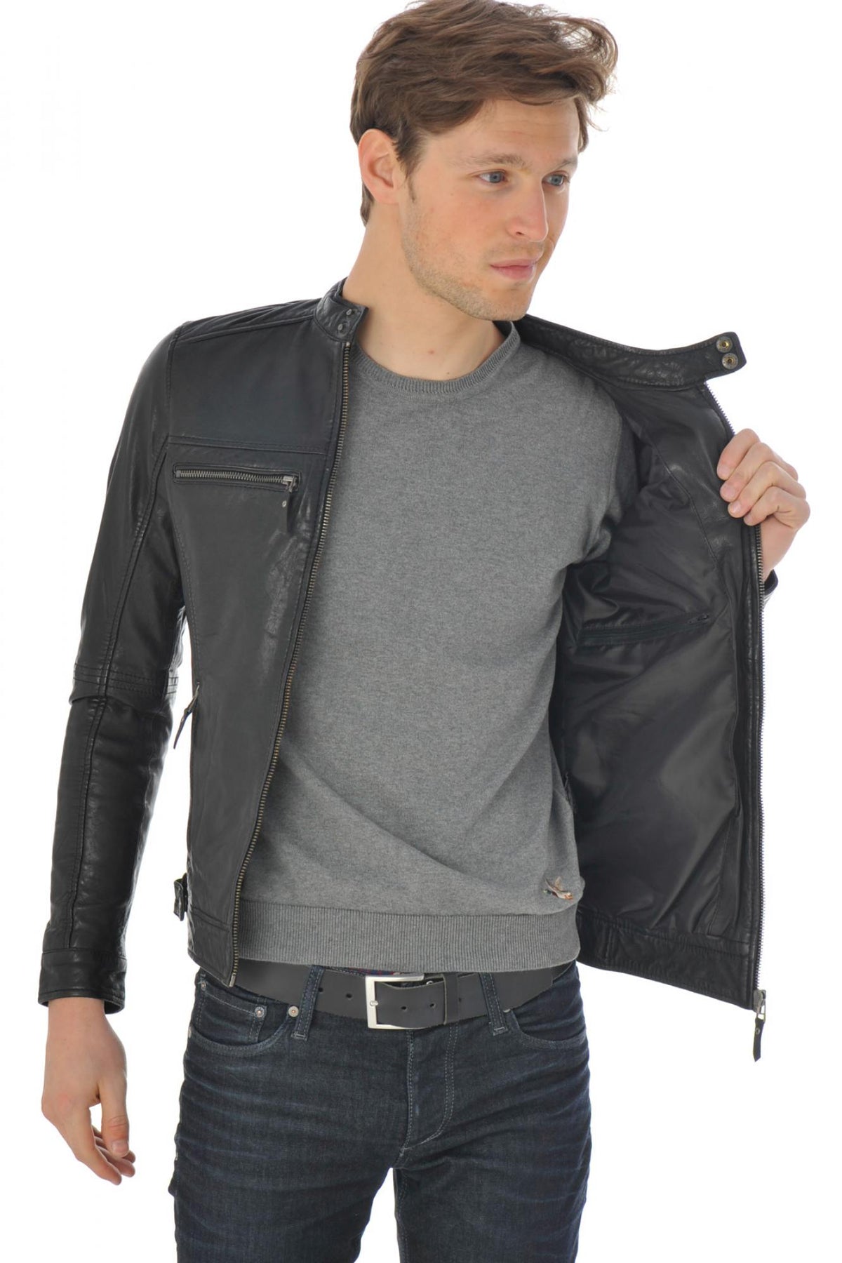 Black mandarin collar jacket for Men Cityzen - Image n°7