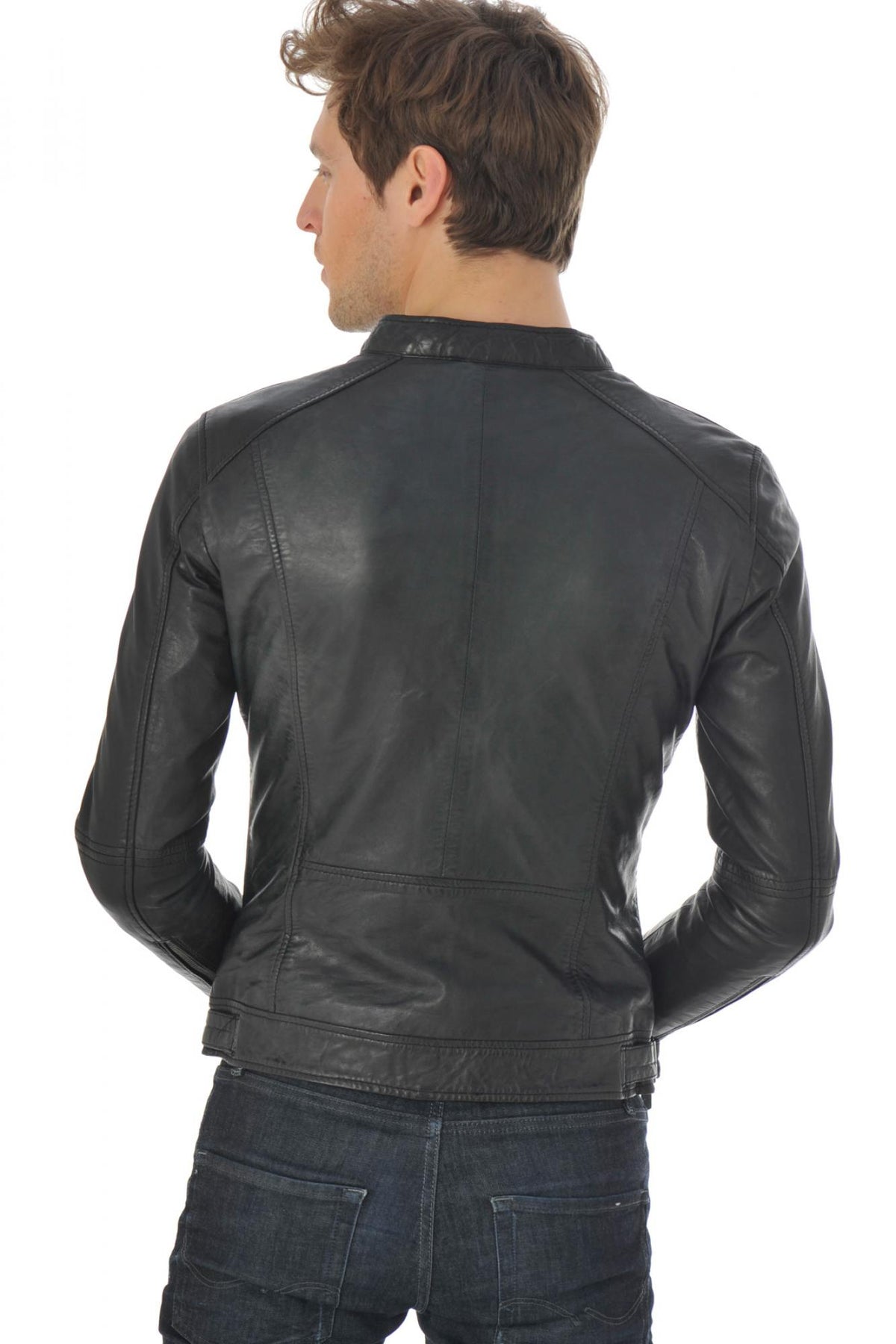 Black mandarin collar jacket for Men Cityzen - Image n°8