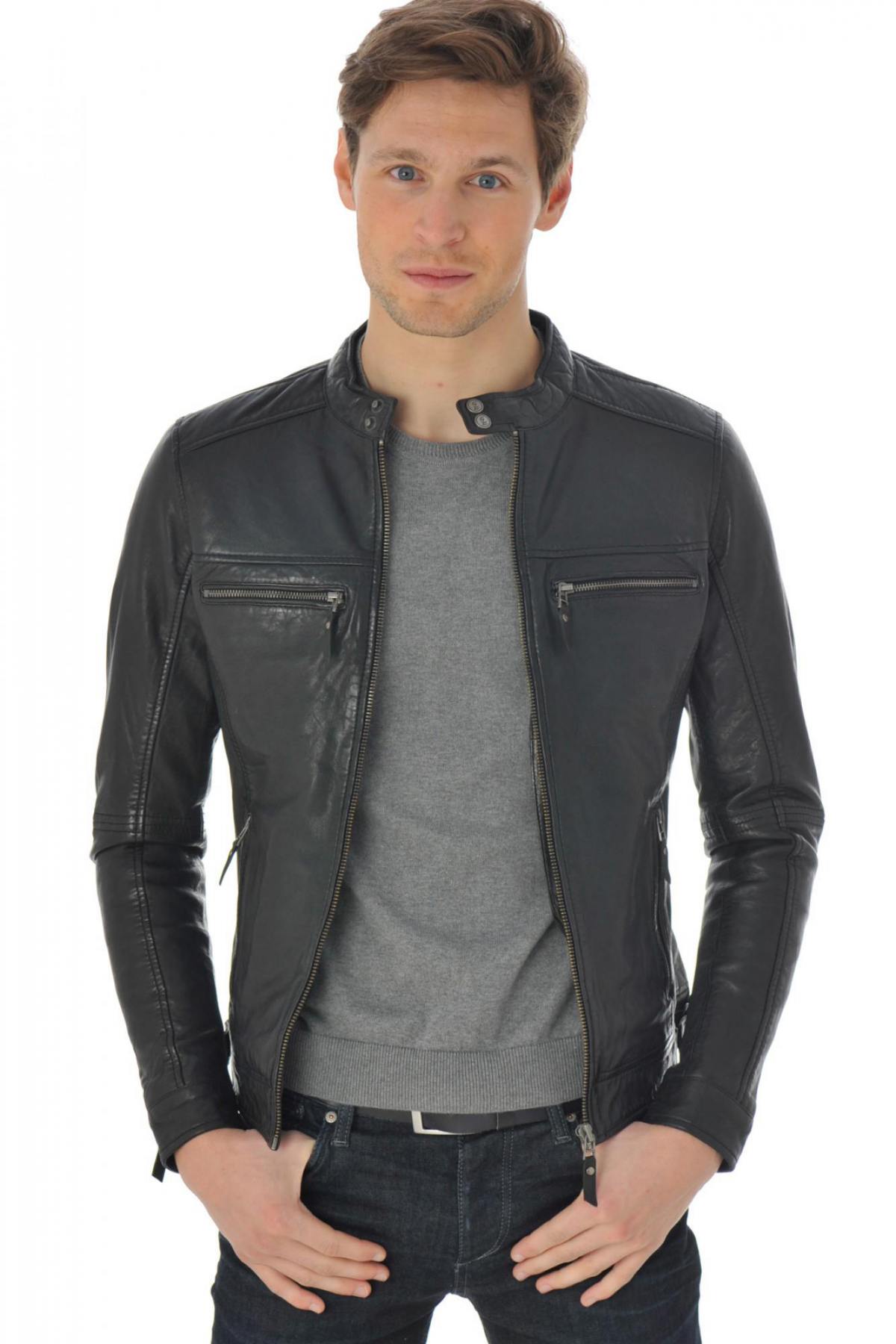 Black mandarin collar jacket for Men Cityzen - Image n°1