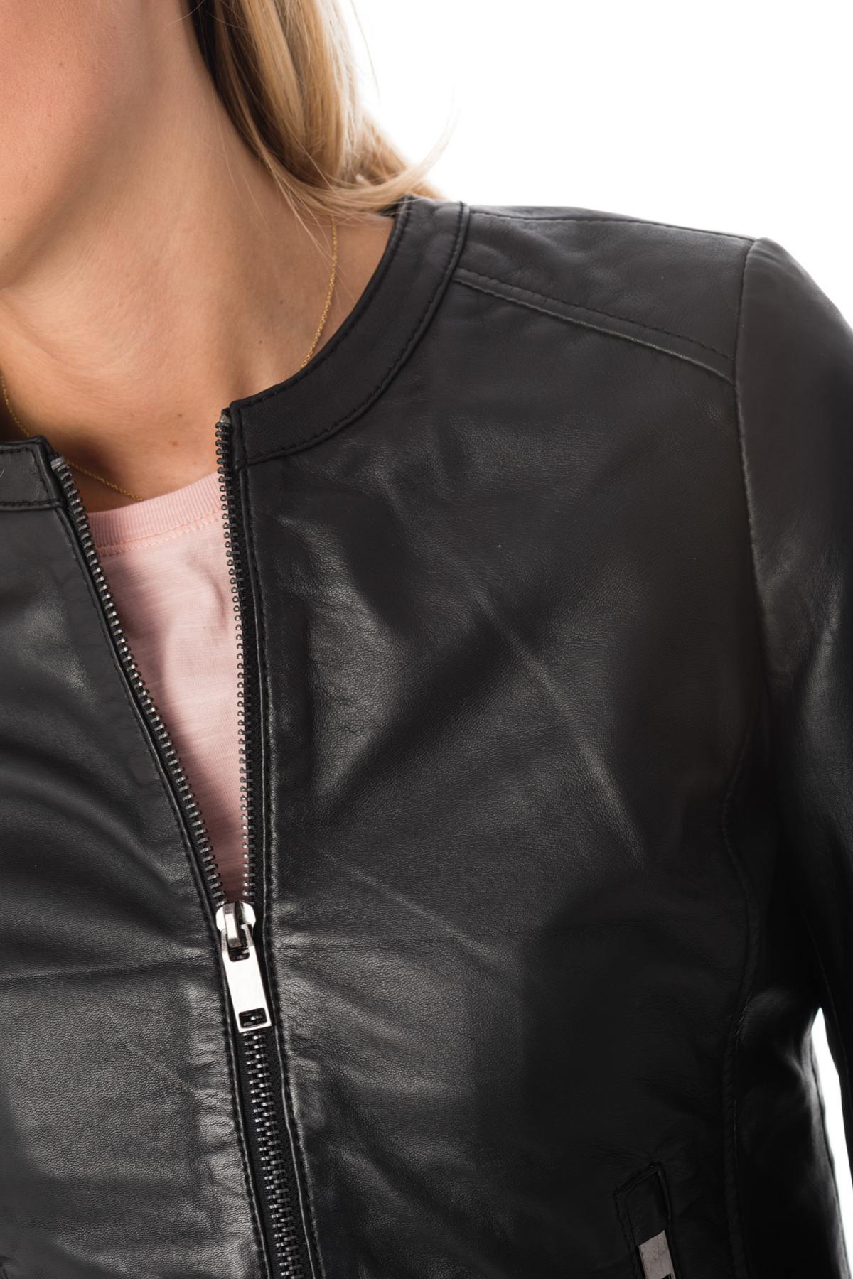 Very chic black sheepskin leather jacket - Image n°6