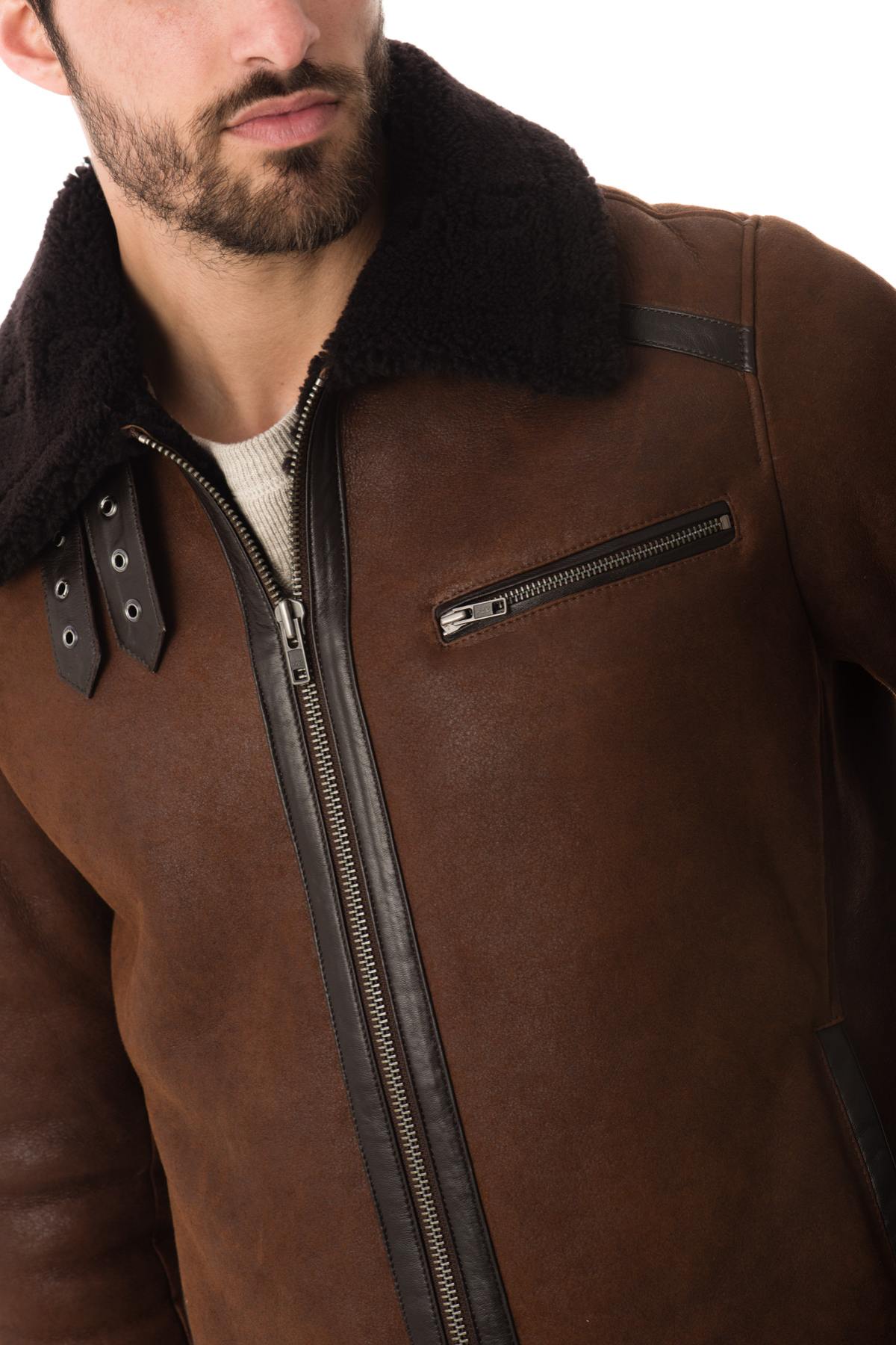 Dark brown Cityzen bomber jacket in shearling - Image n°6