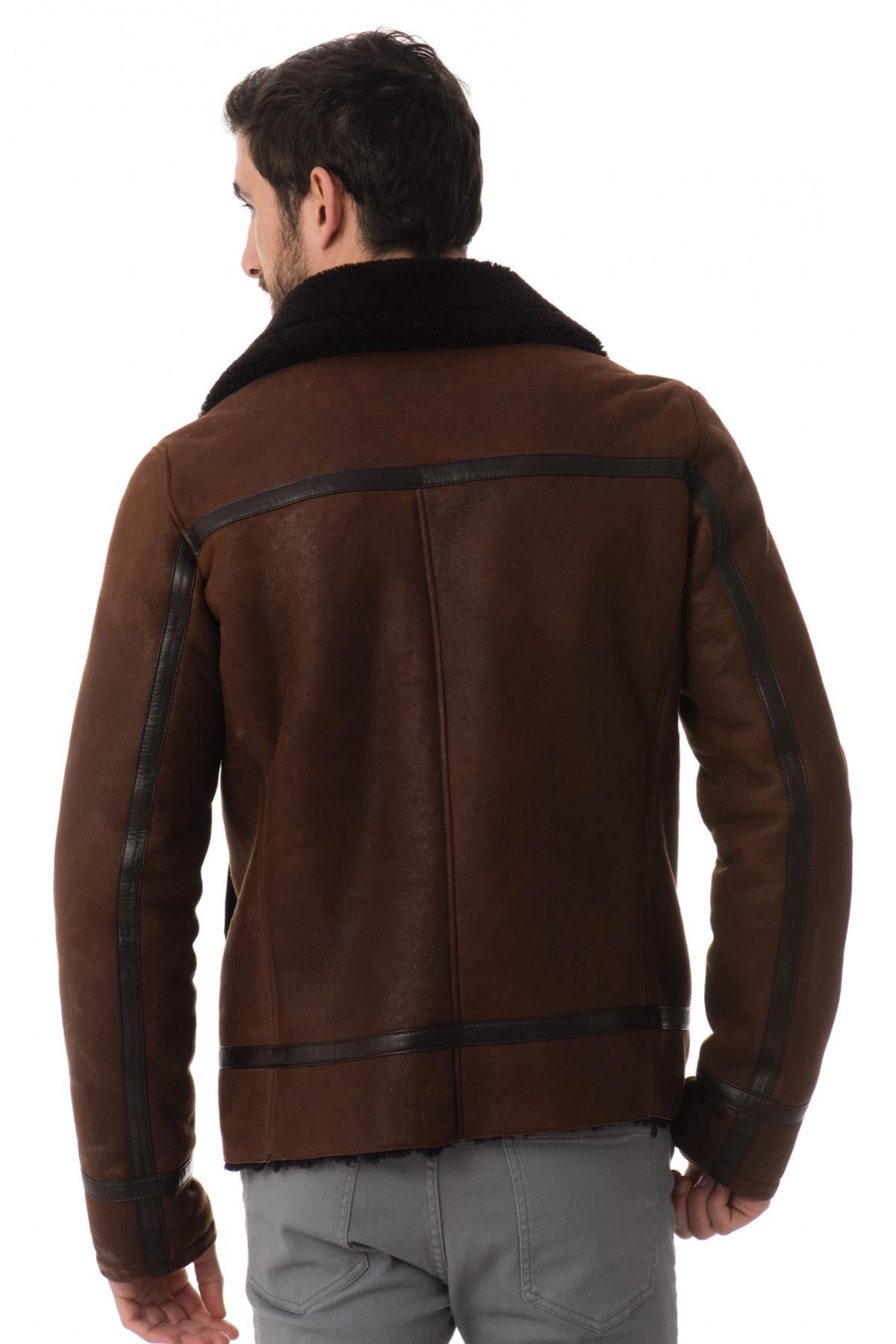 Dark brown Cityzen bomber jacket in shearling - Image n°4