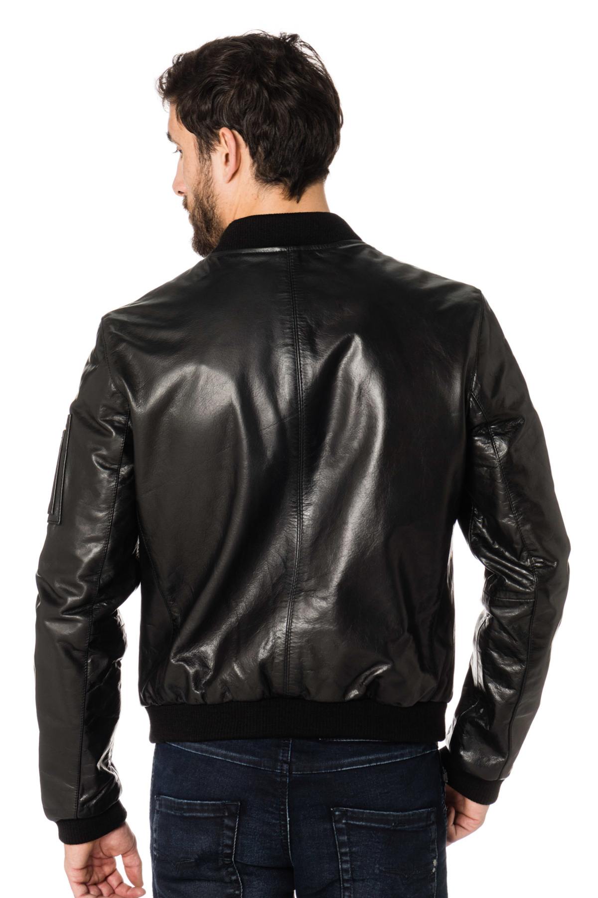 Black buffalo leather bomber jacket - Image n°7