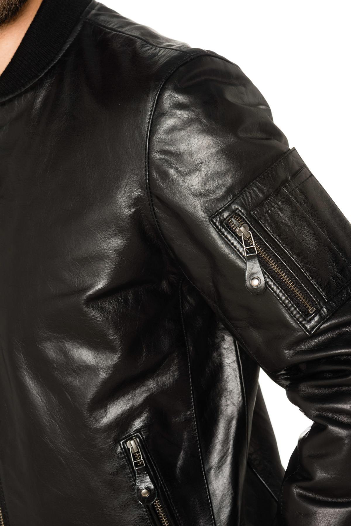 Black buffalo leather bomber jacket - Image n°8